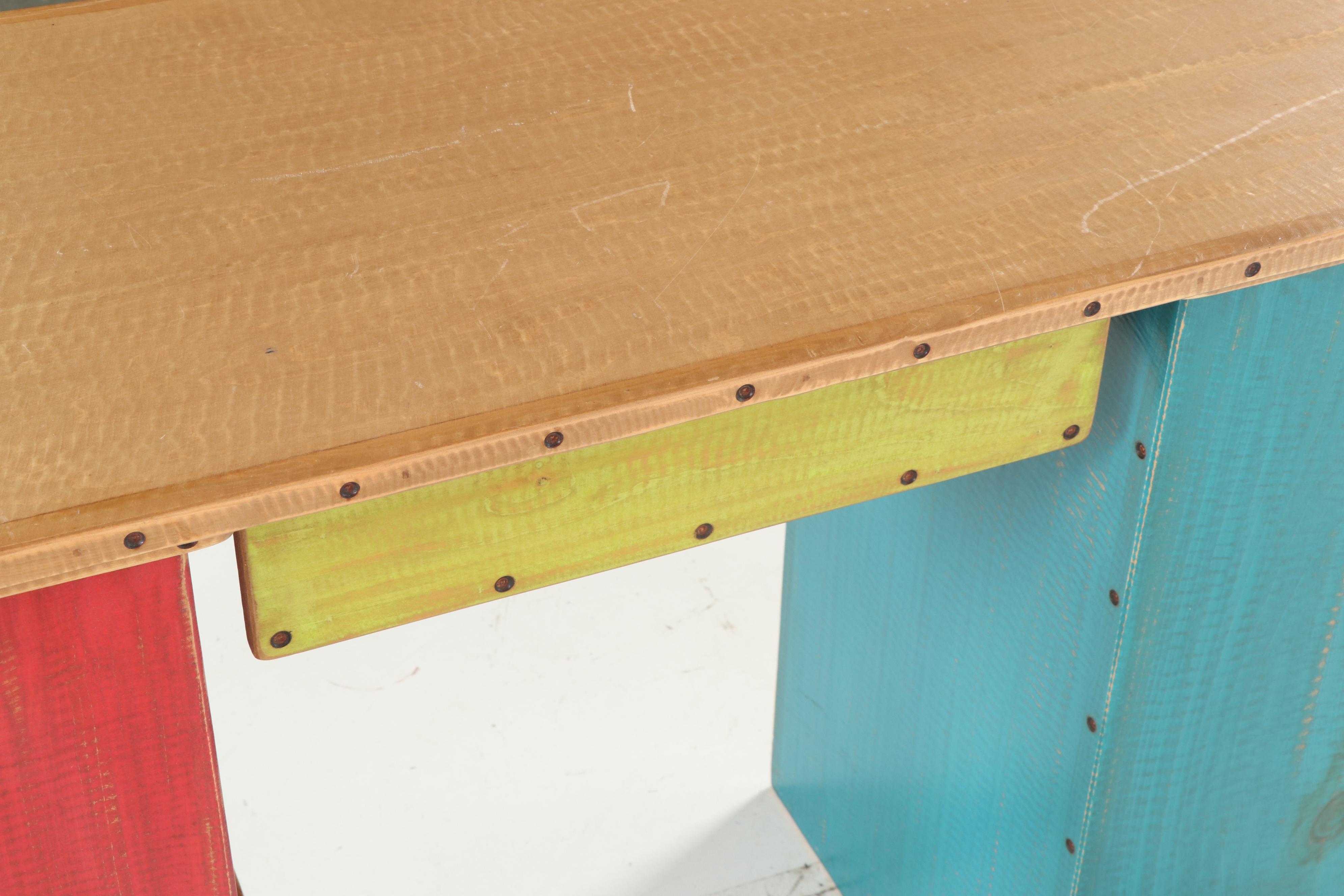 Hand-Painted Wood Three-Piece Desk by Shoestring Creations, 21st Century