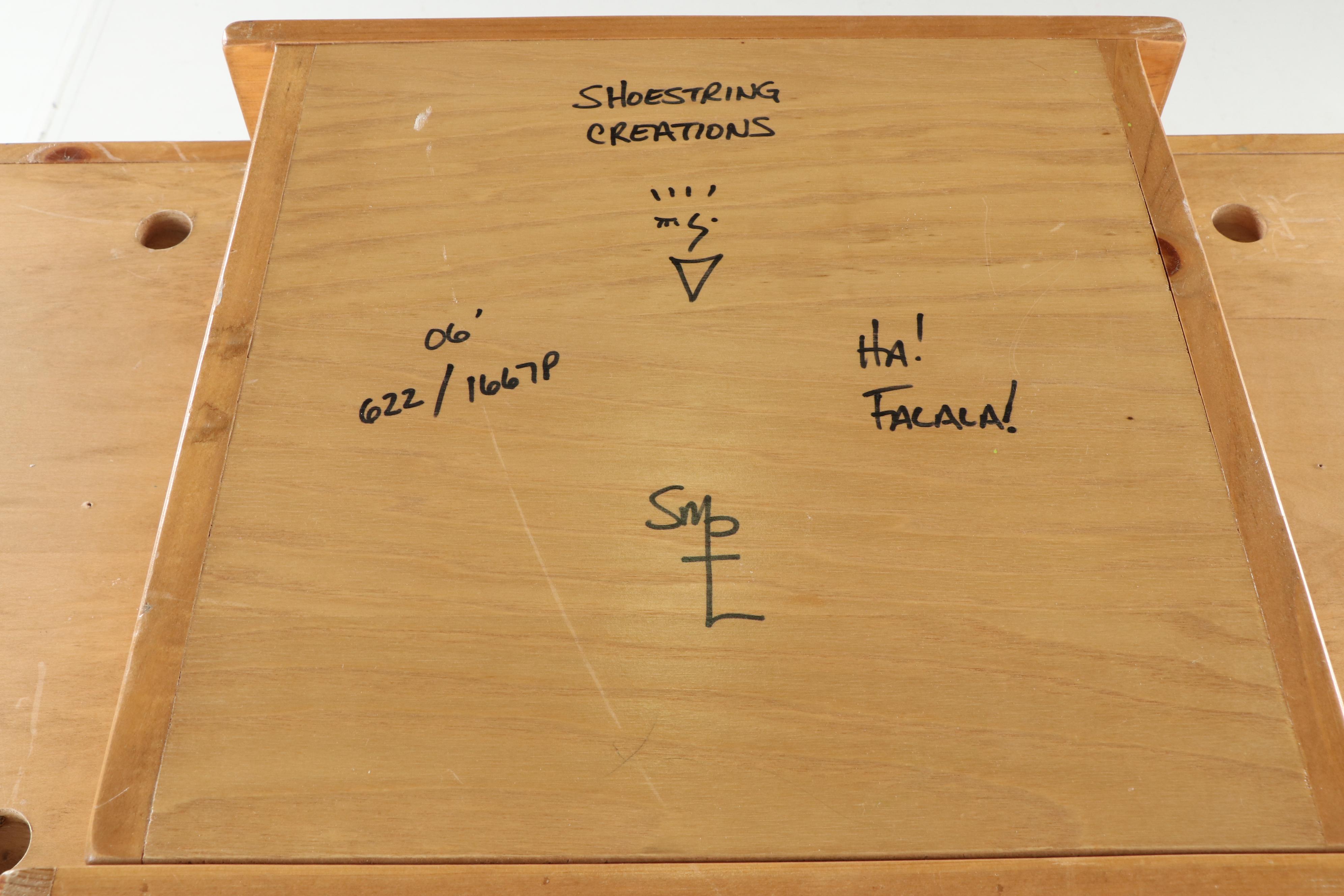 Hand-Painted Wood Three-Piece Desk by Shoestring Creations, 21st Century