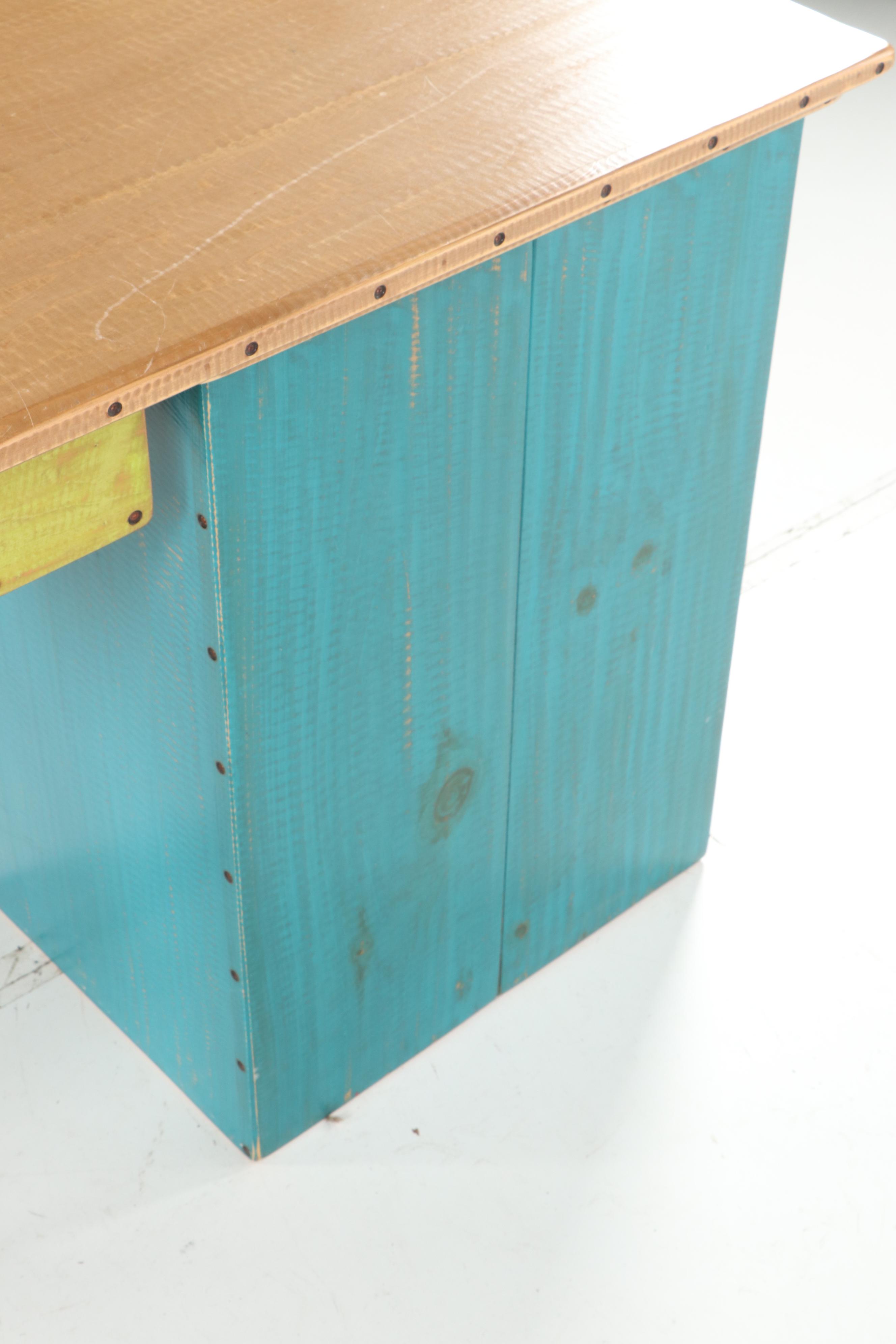 Hand-Painted Wood Three-Piece Desk by Shoestring Creations, 21st Century