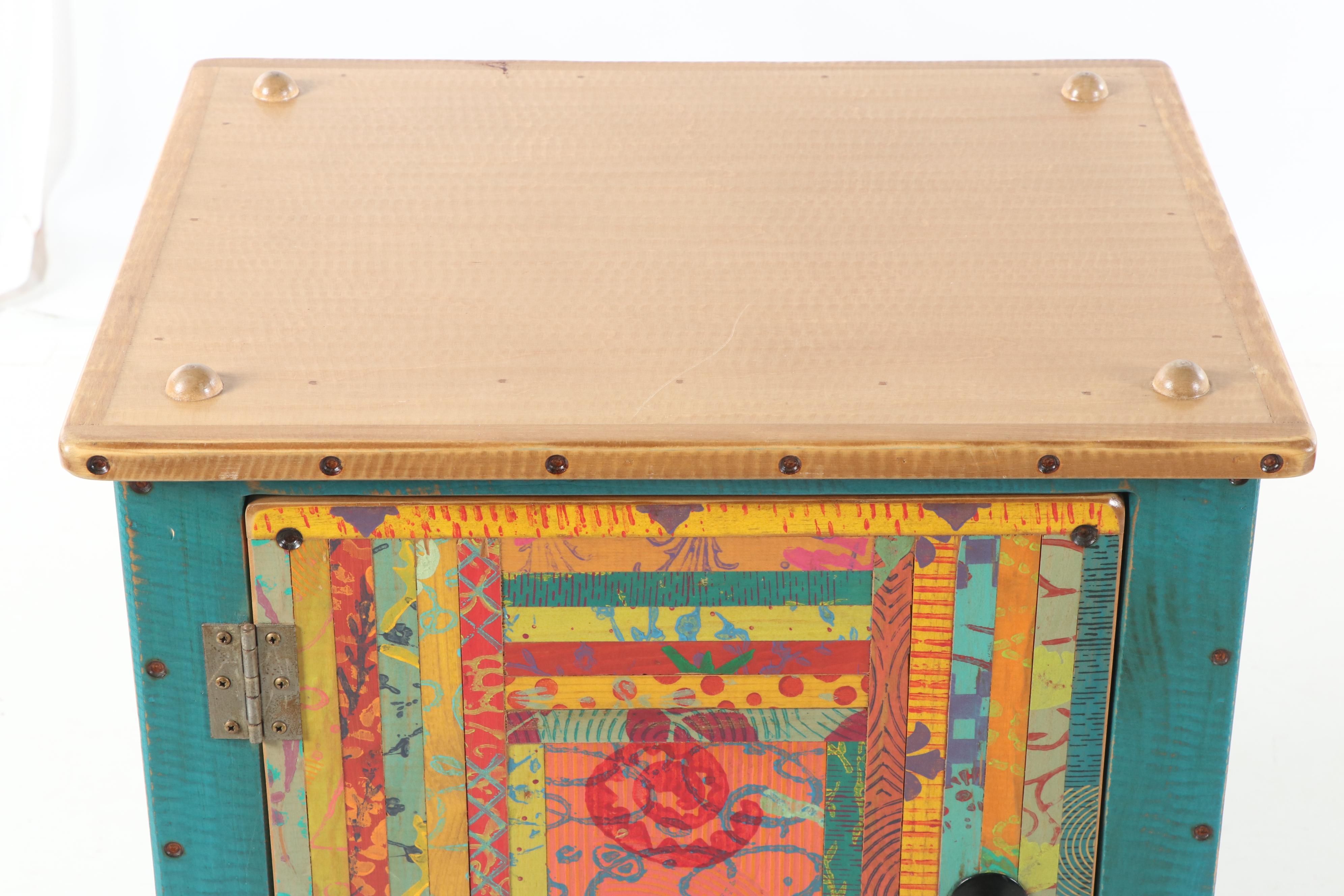 Hand-Painted Wood Three-Piece Desk by Shoestring Creations, 21st Century