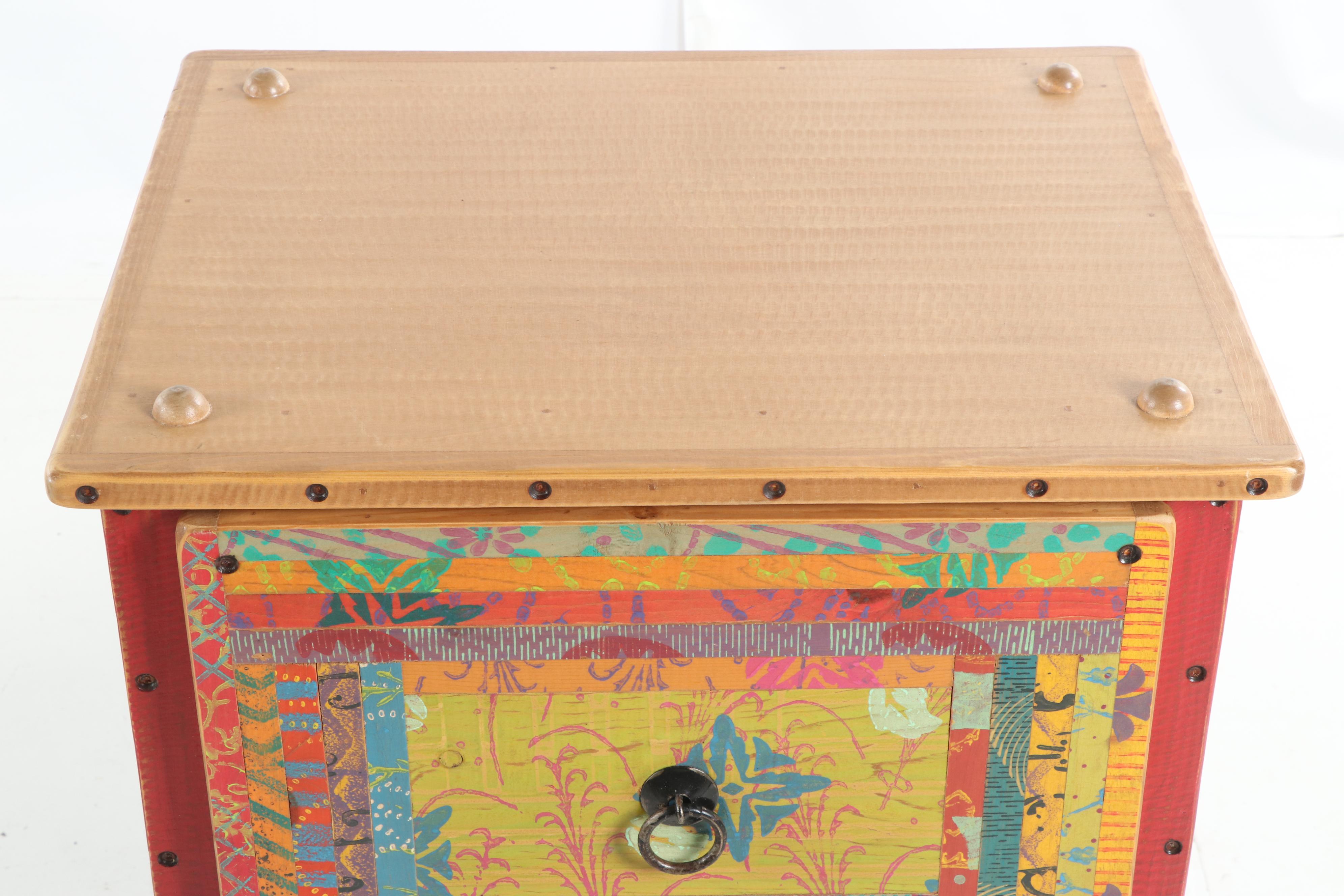 Hand-Painted Wood Three-Piece Desk by Shoestring Creations, 21st Century