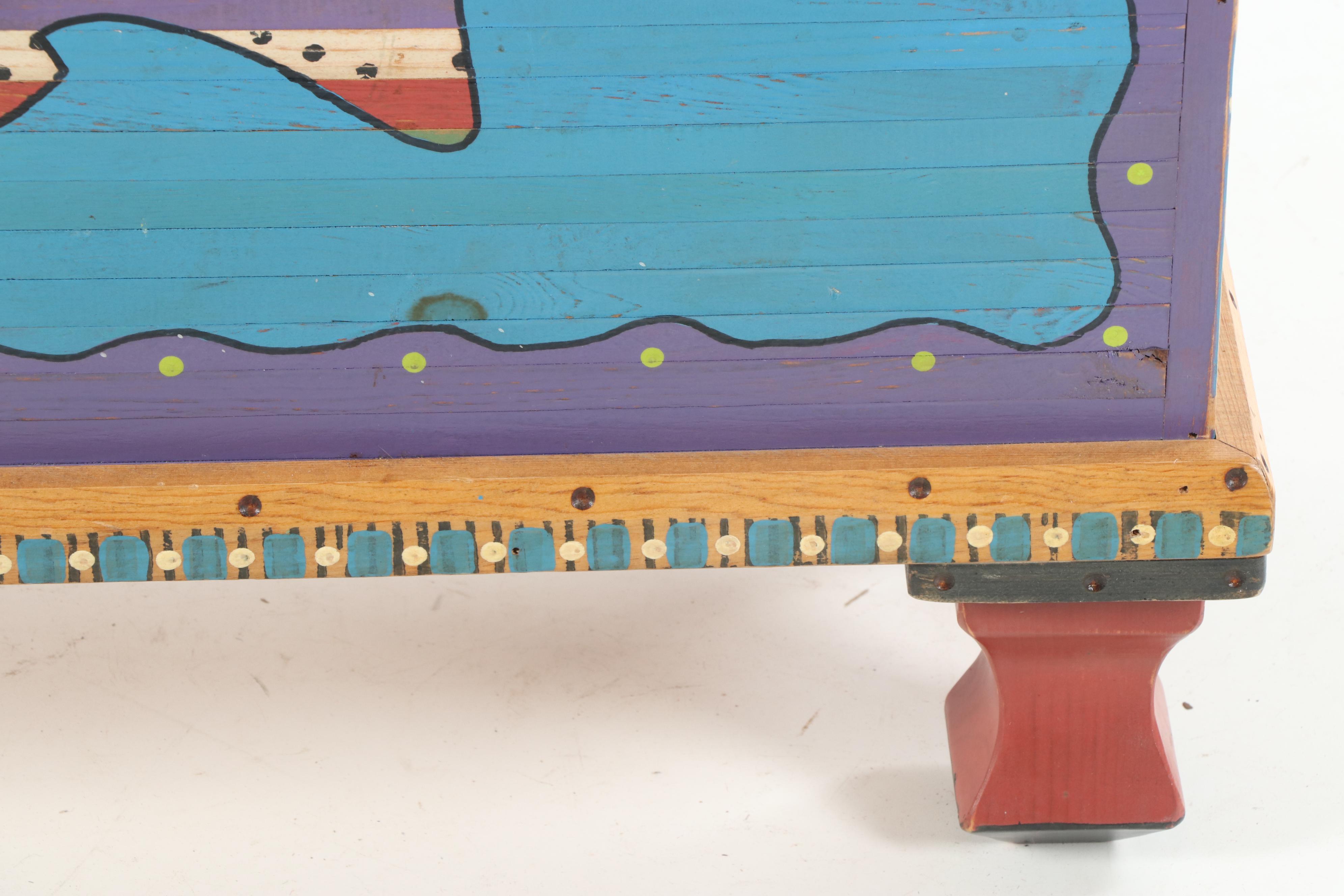Contemporary Hand Painted Fish Trunk by Shoestring Creations