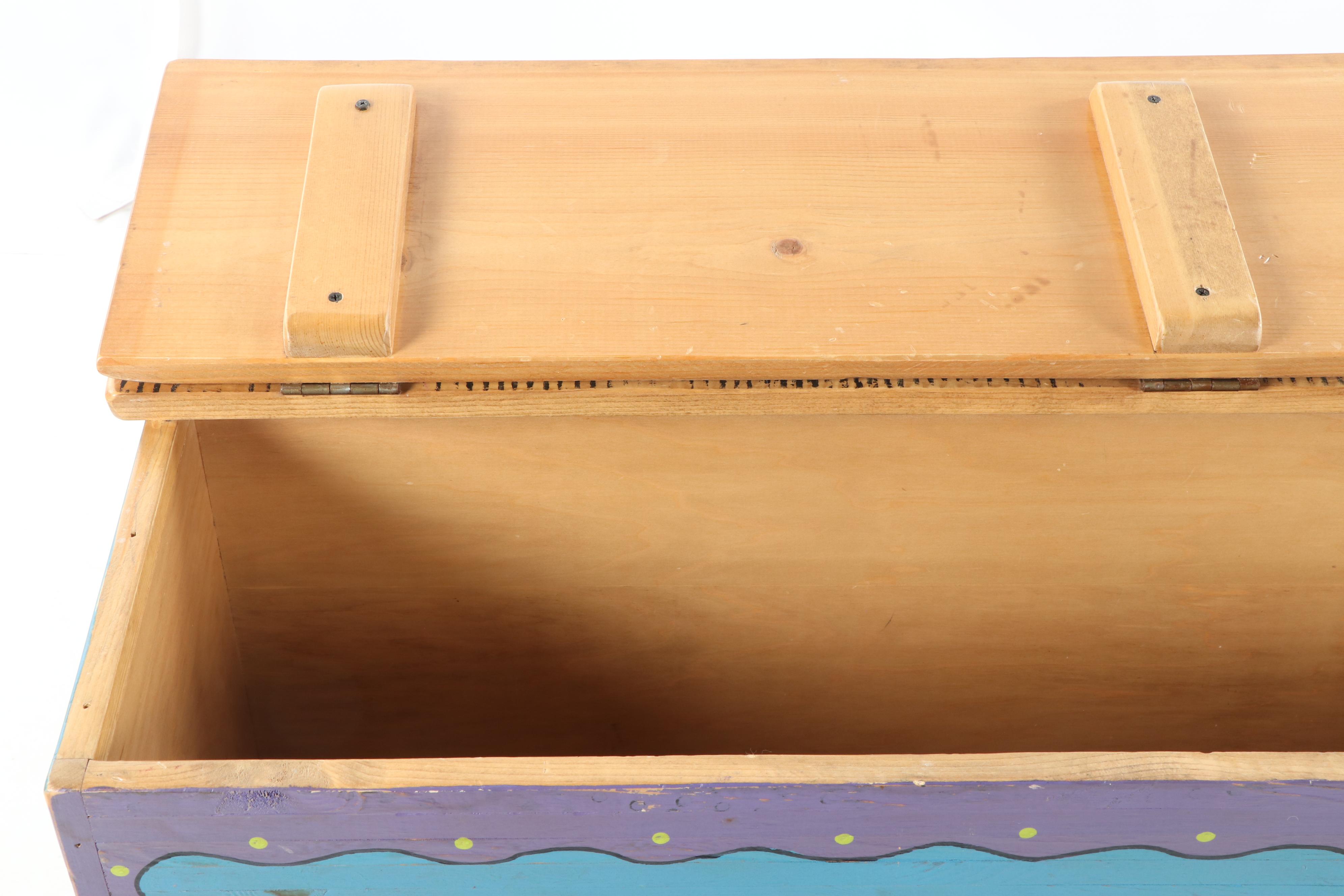 Contemporary Hand Painted Fish Trunk by Shoestring Creations