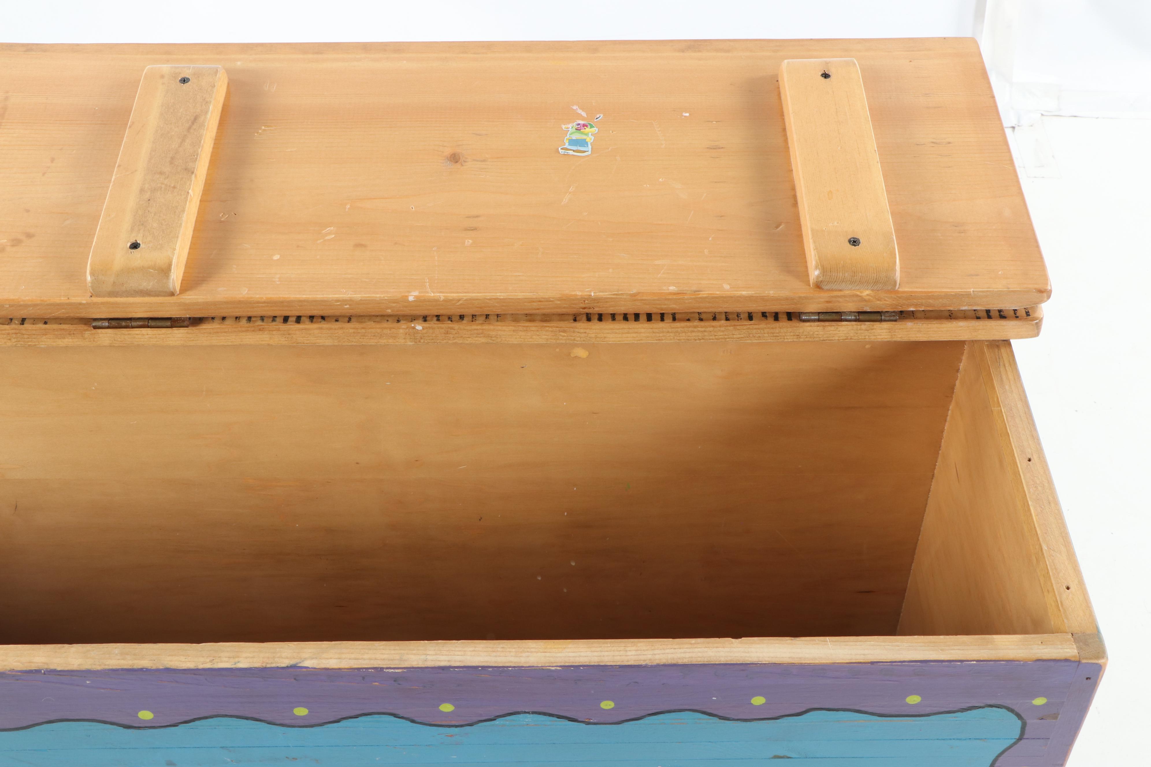 Contemporary Hand Painted Fish Trunk by Shoestring Creations