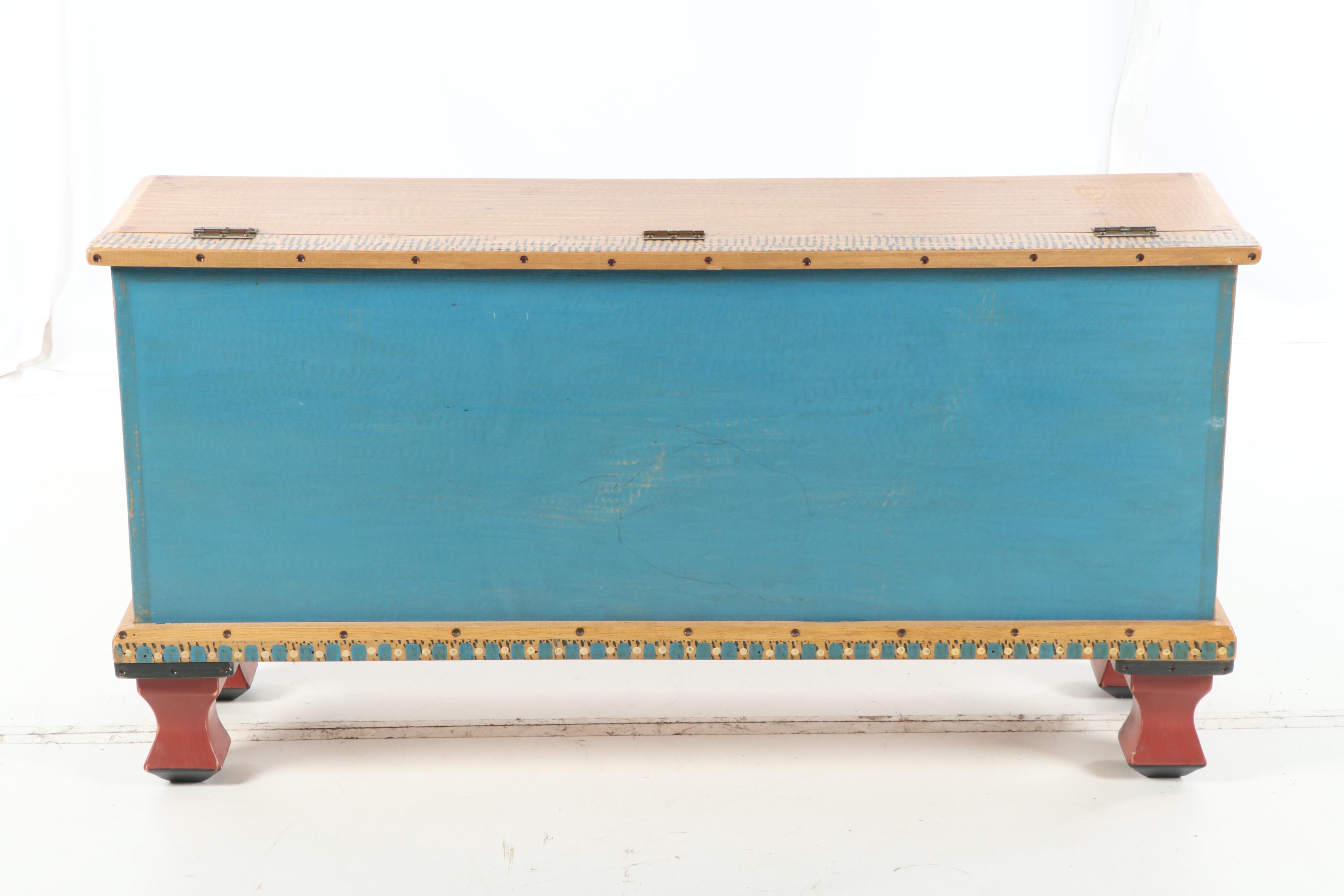 Contemporary Hand Painted Fish Trunk by Shoestring Creations
