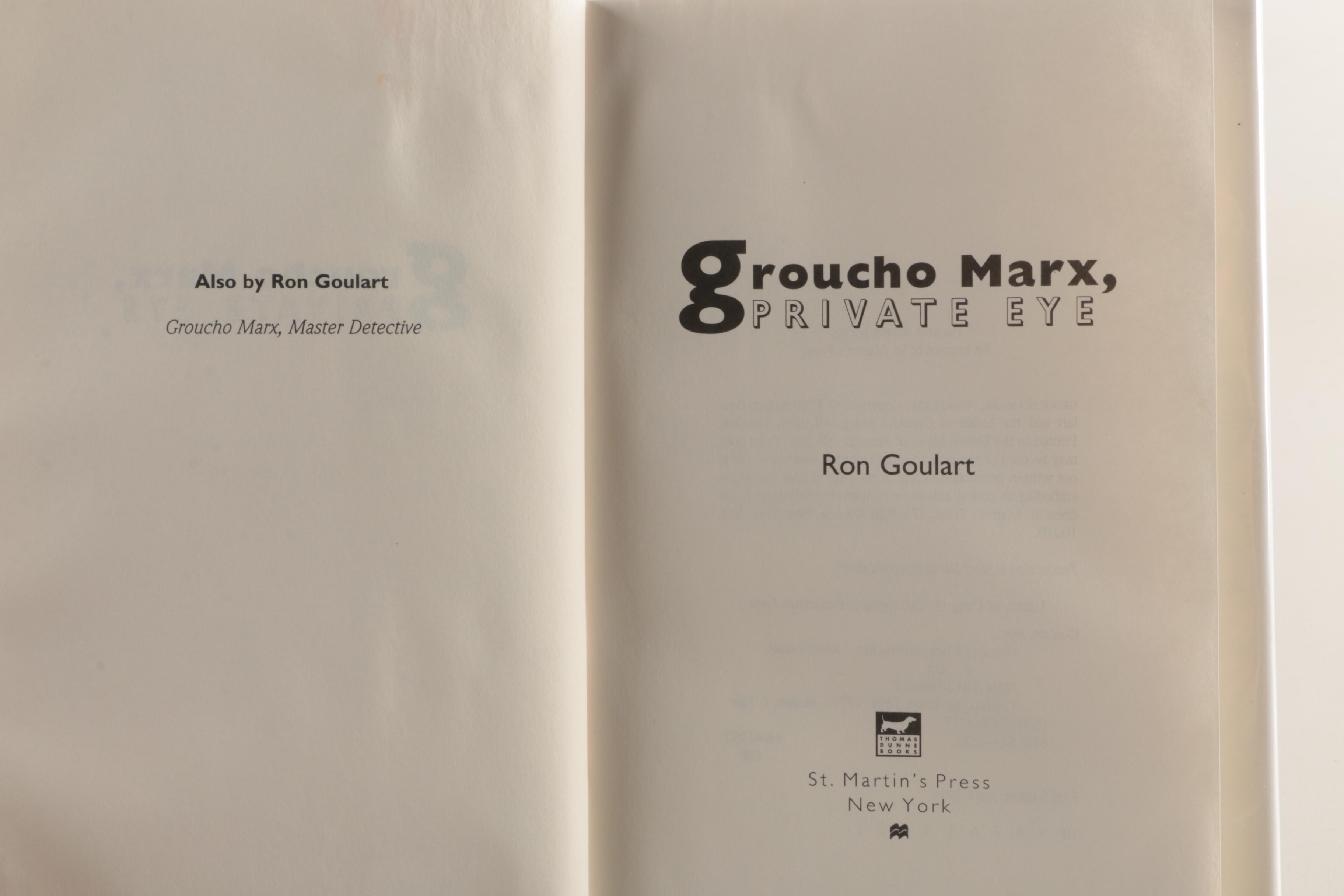 Ron Goulart Signed with Sketch First Edition "Groucho Marx" Crime Novels