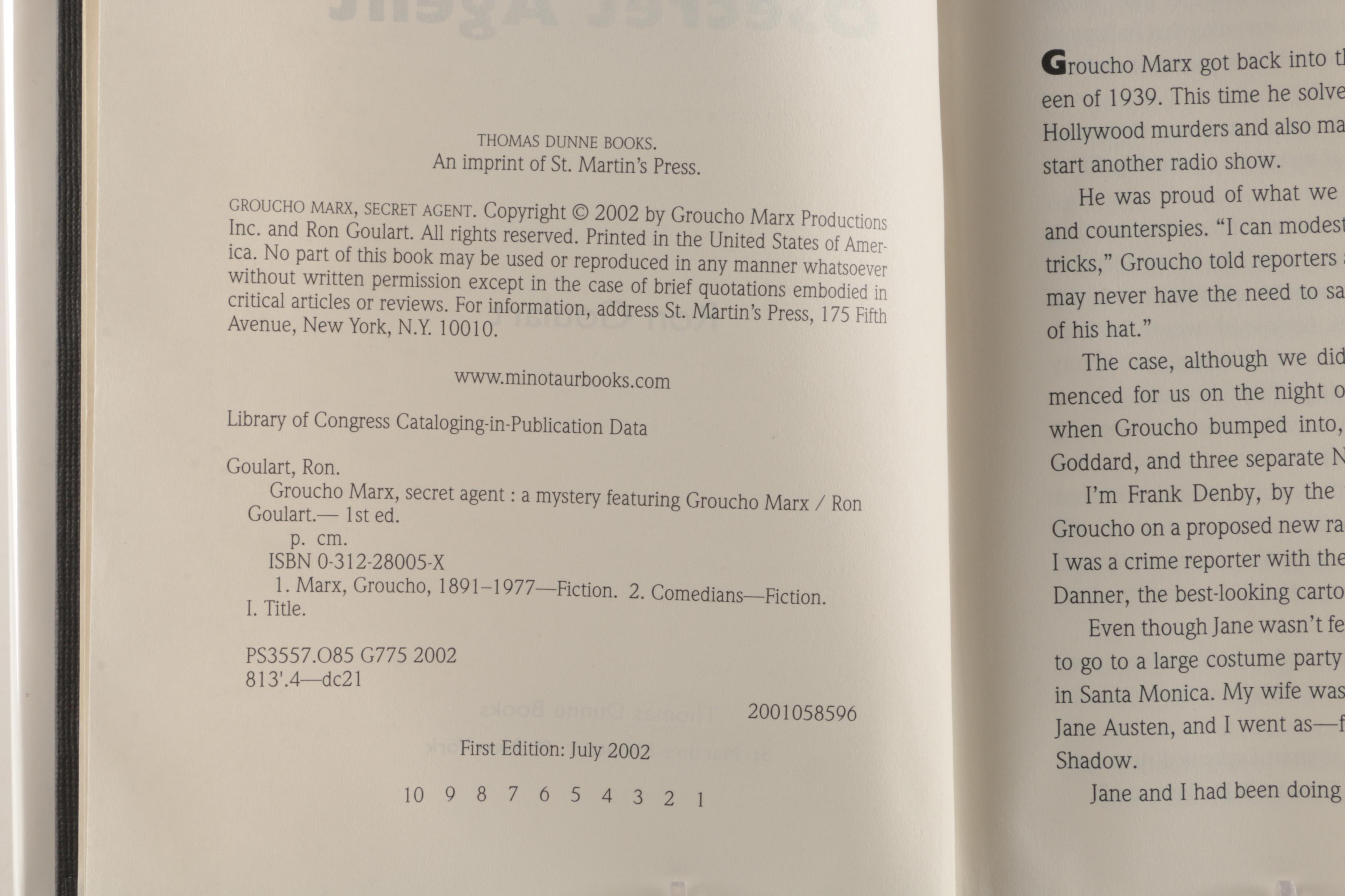 Ron Goulart Signed with Sketch First Edition "Groucho Marx" Crime Novels