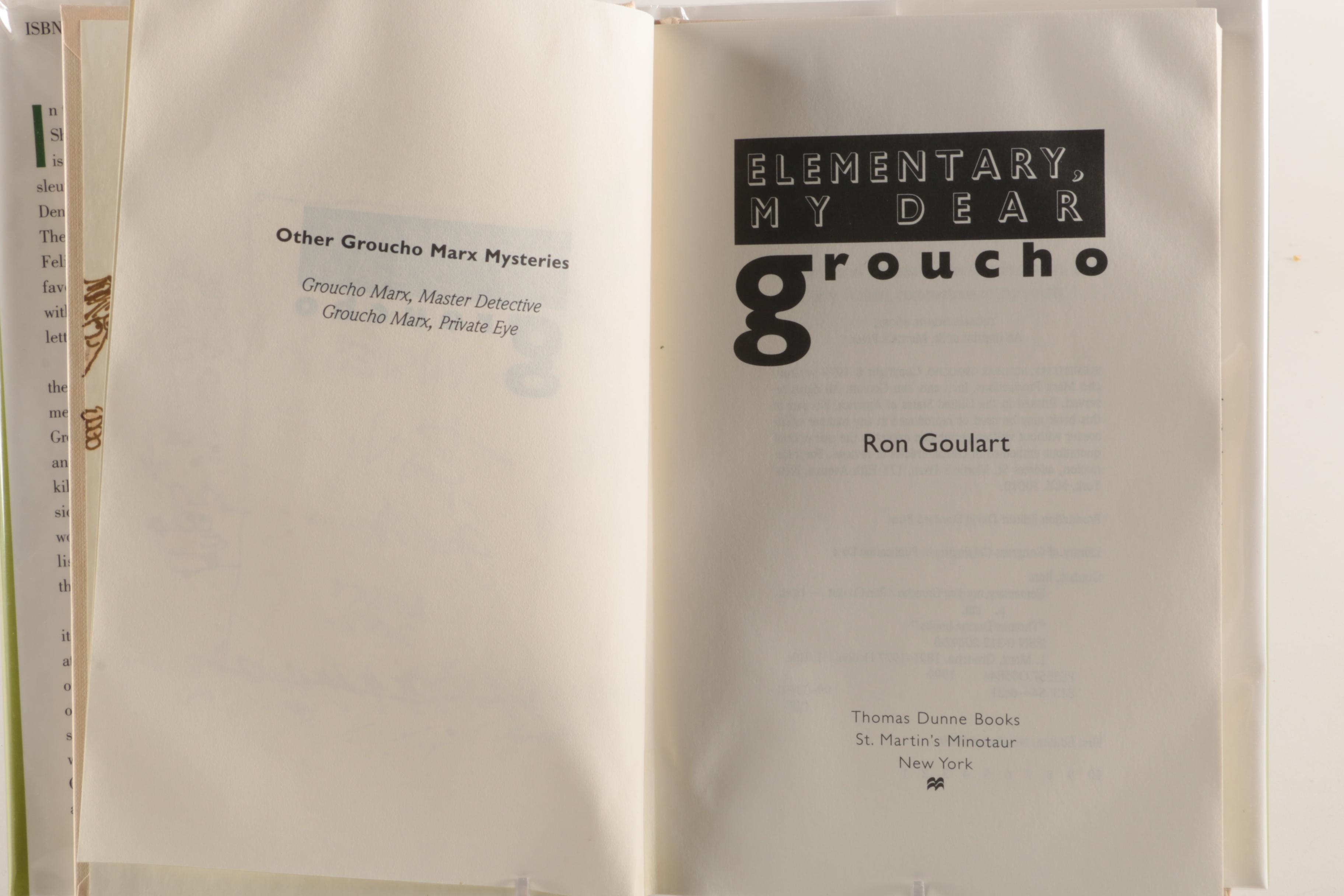 Ron Goulart Signed with Sketch First Edition "Groucho Marx" Crime Novels