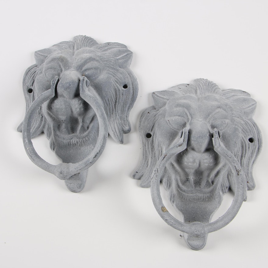 Pair of Cast Metal Lion Door Knockers