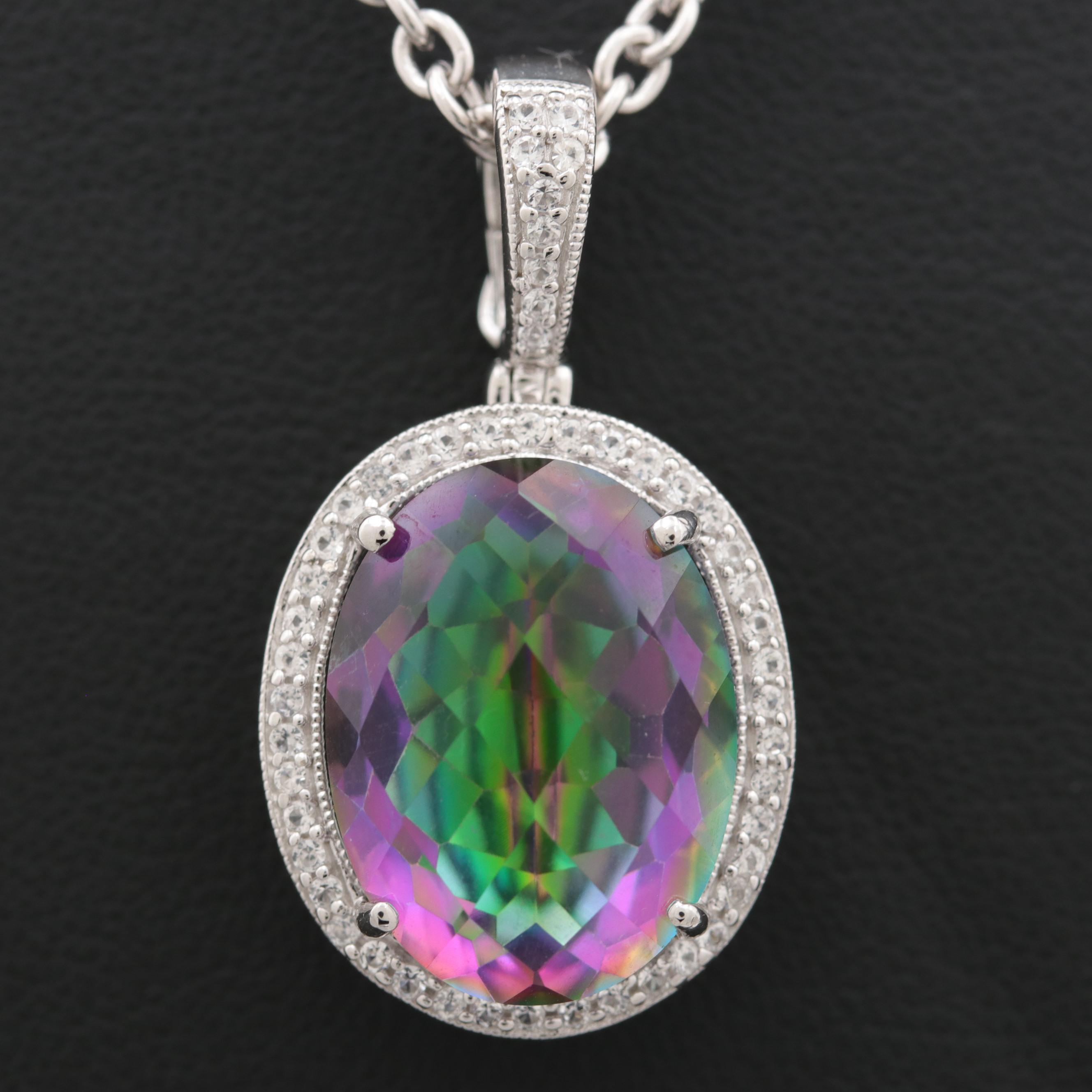 Sterling Silver Gem Pendant Enhancer Necklace