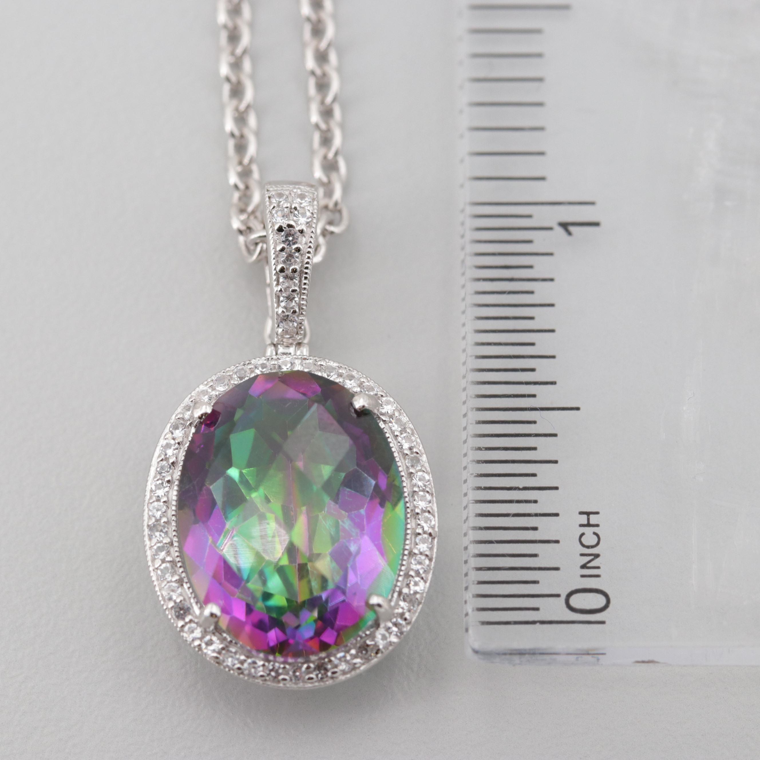 Sterling Silver Gem Pendant Enhancer Necklace