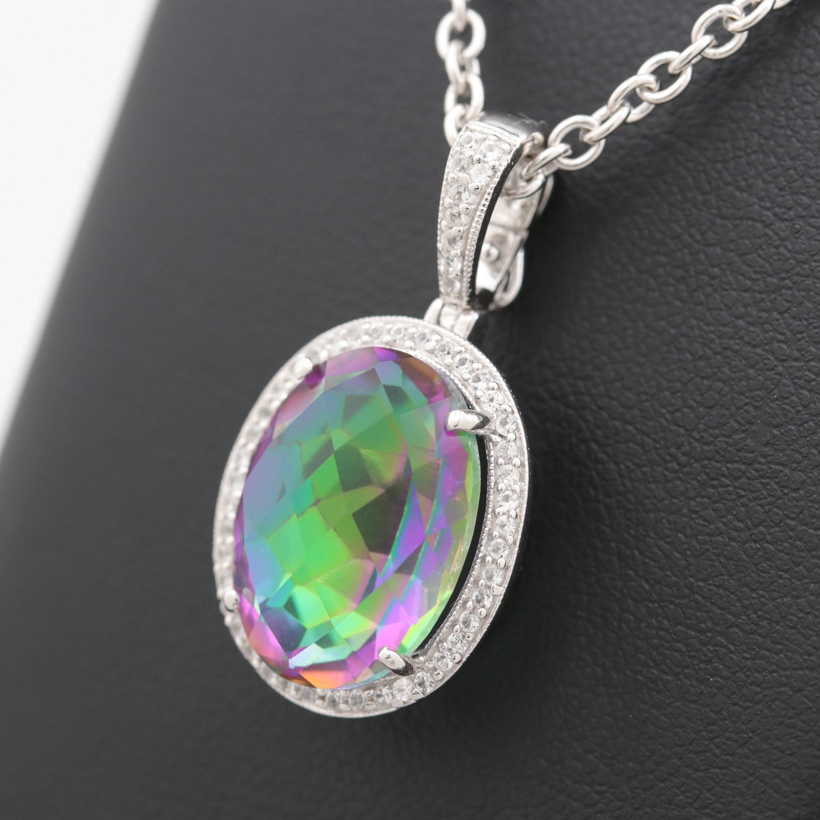 Sterling Silver Gem Pendant Enhancer Necklace