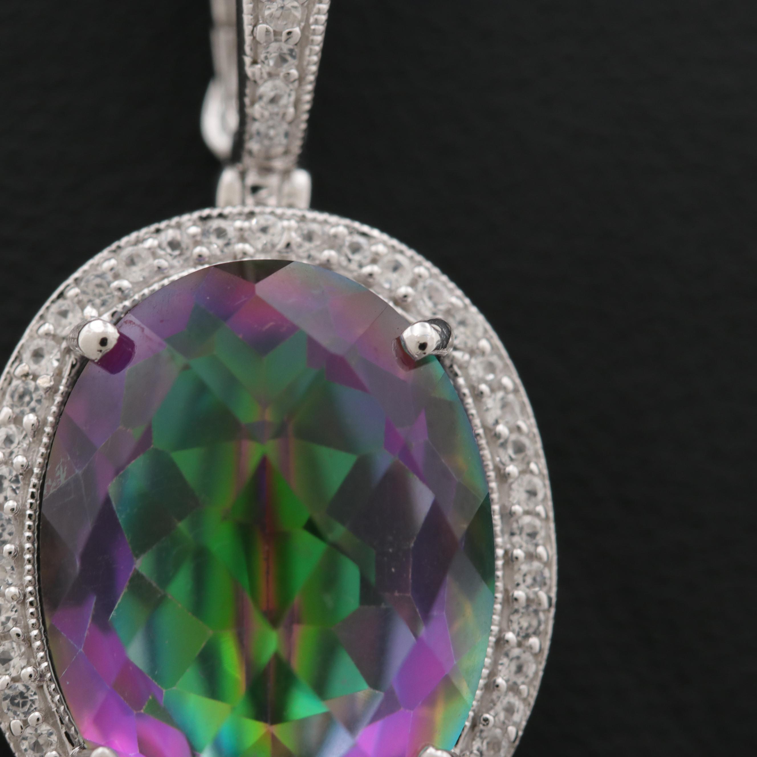 Sterling Silver Gem Pendant Enhancer Necklace