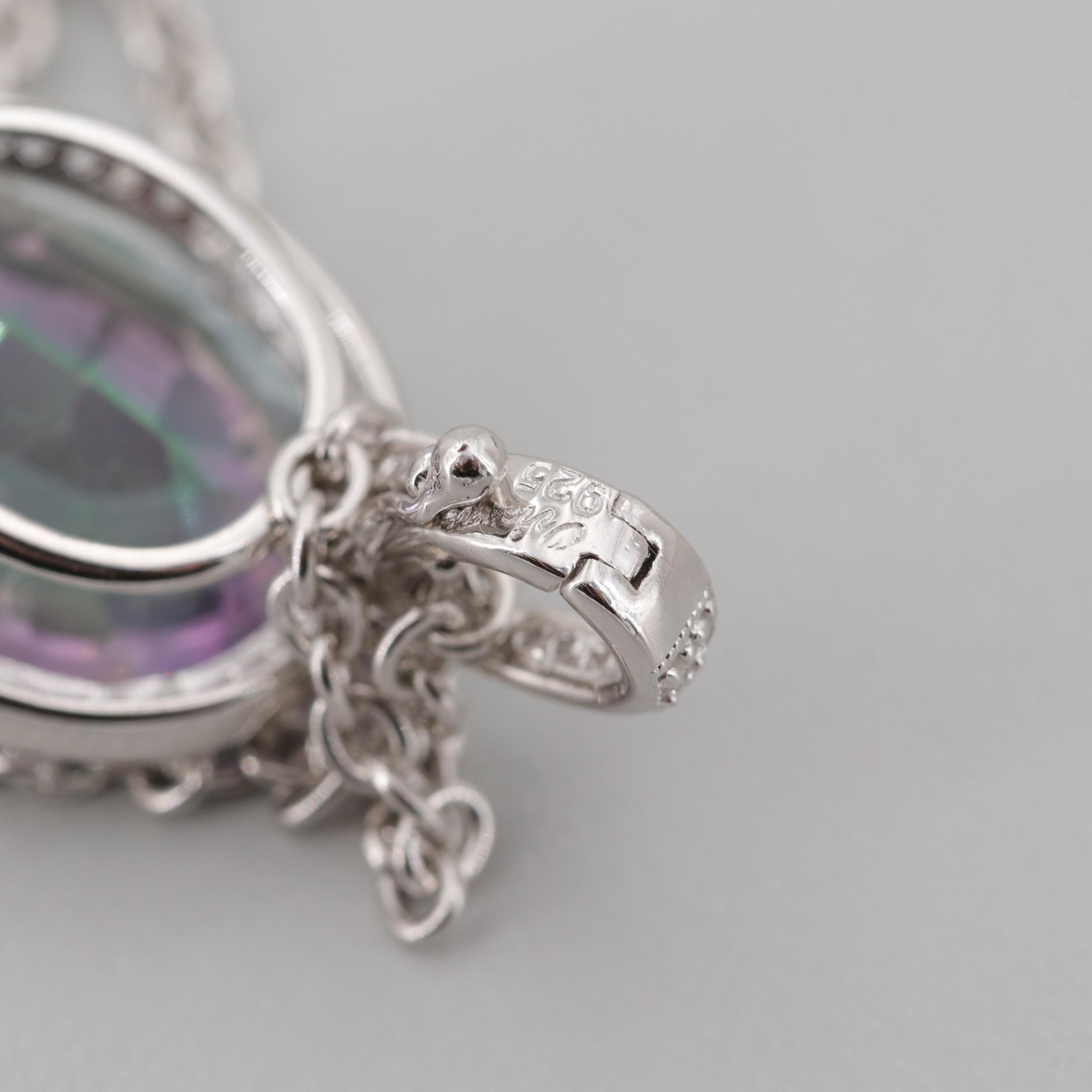 Sterling Silver Gem Pendant Enhancer Necklace