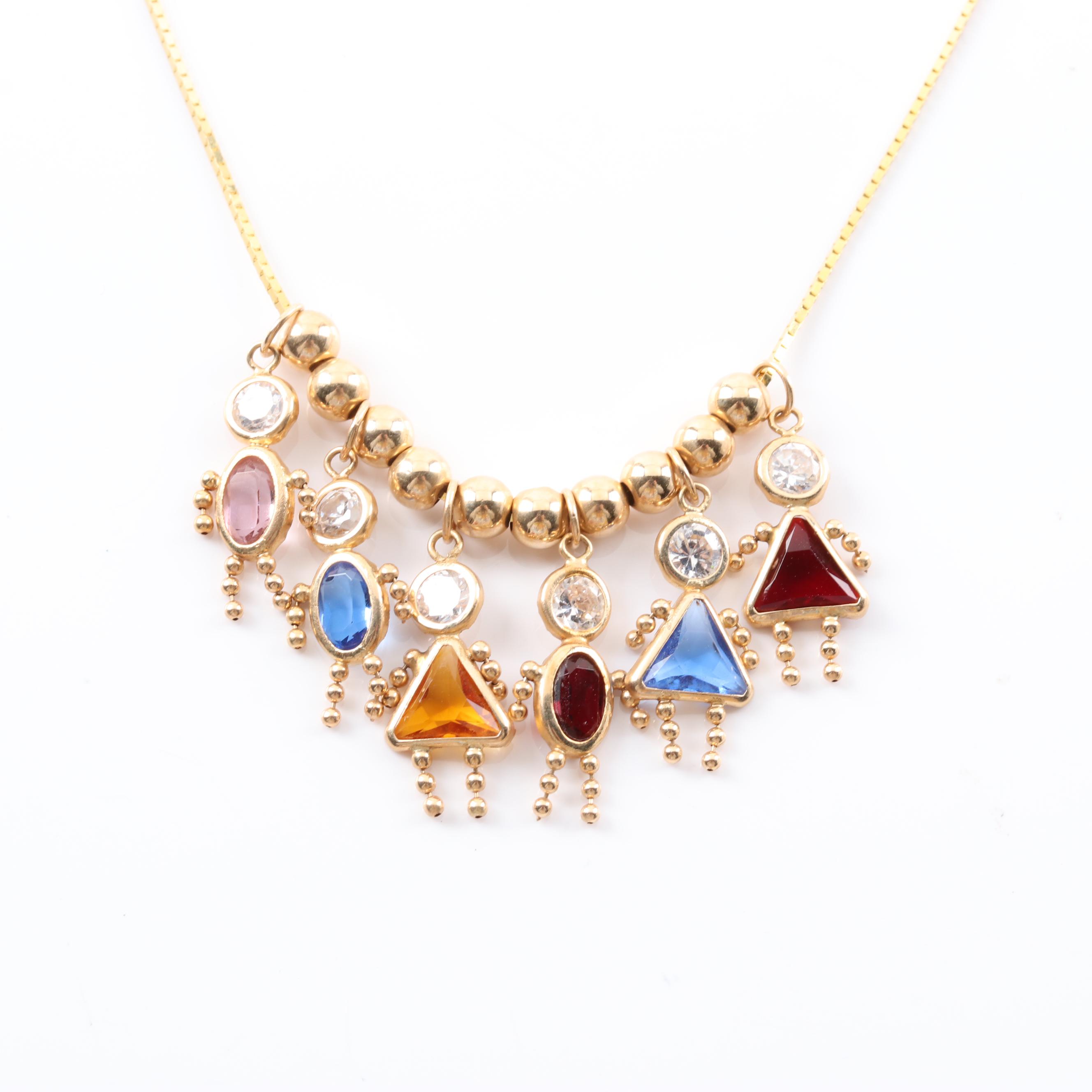 14K Yellow Gold Birthstone Boy and Girl Charms