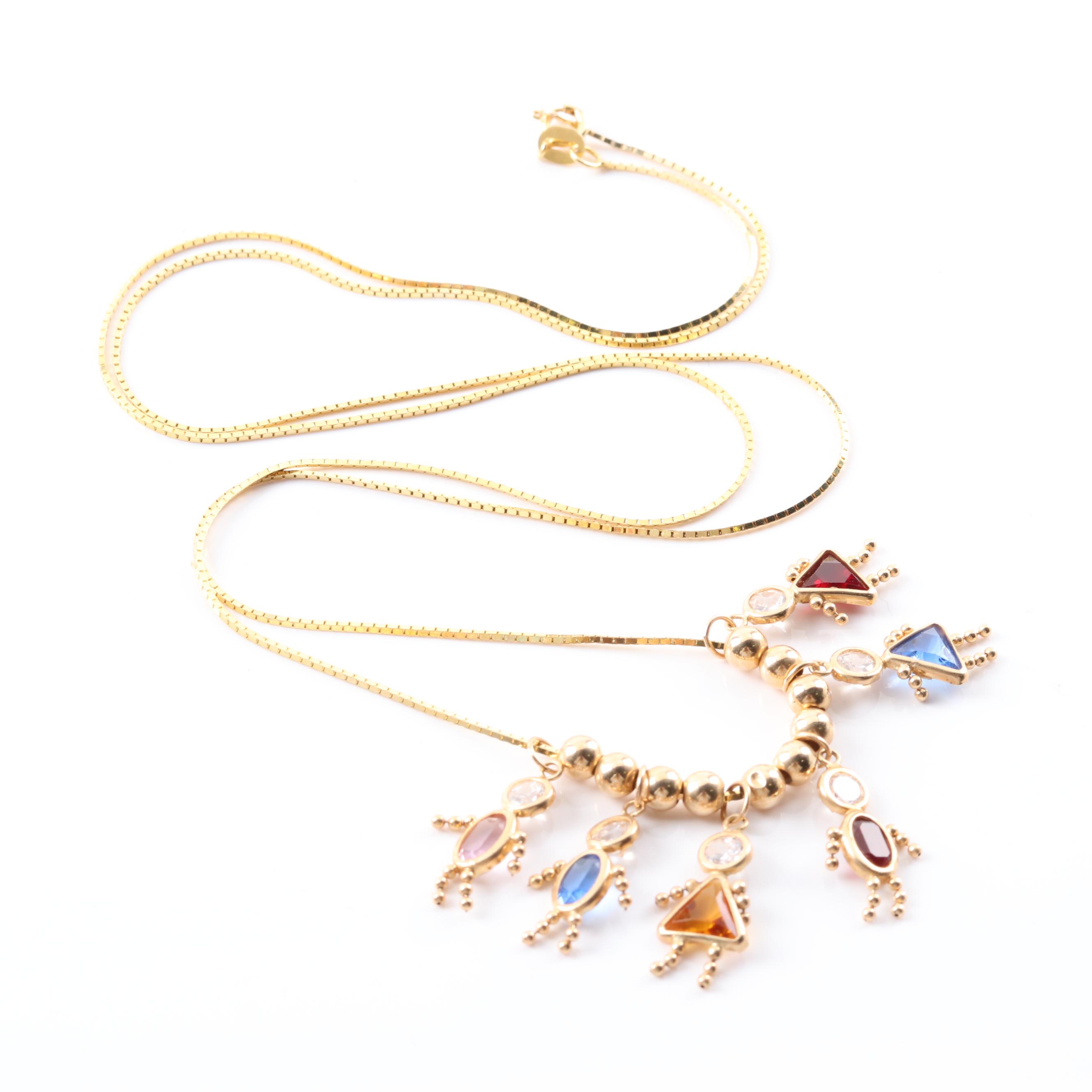 14K Yellow Gold Birthstone Boy and Girl Charms