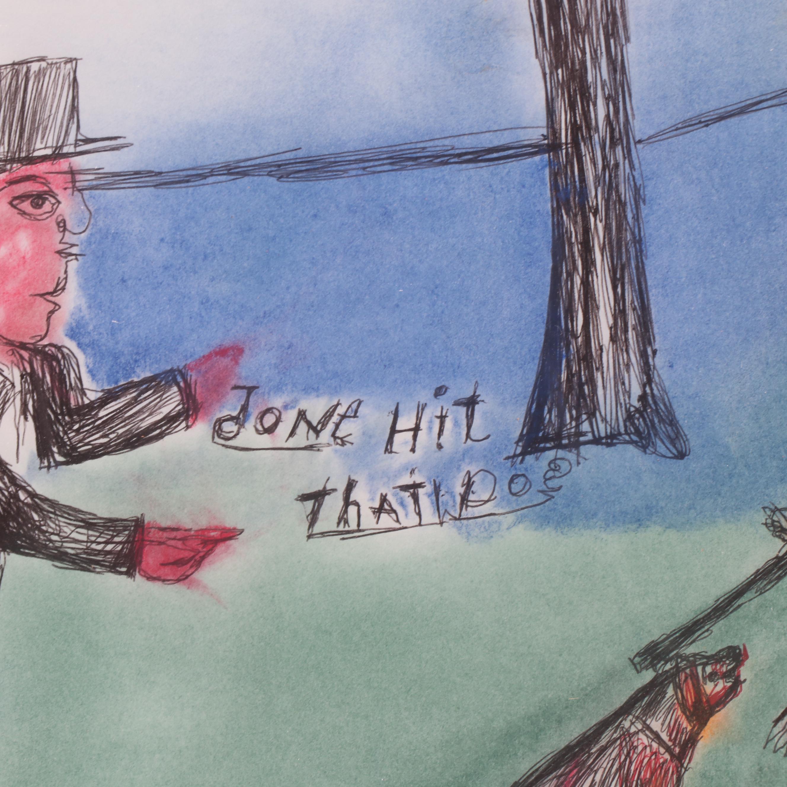 Shields Landon Jones Pen and Pastel Drawing