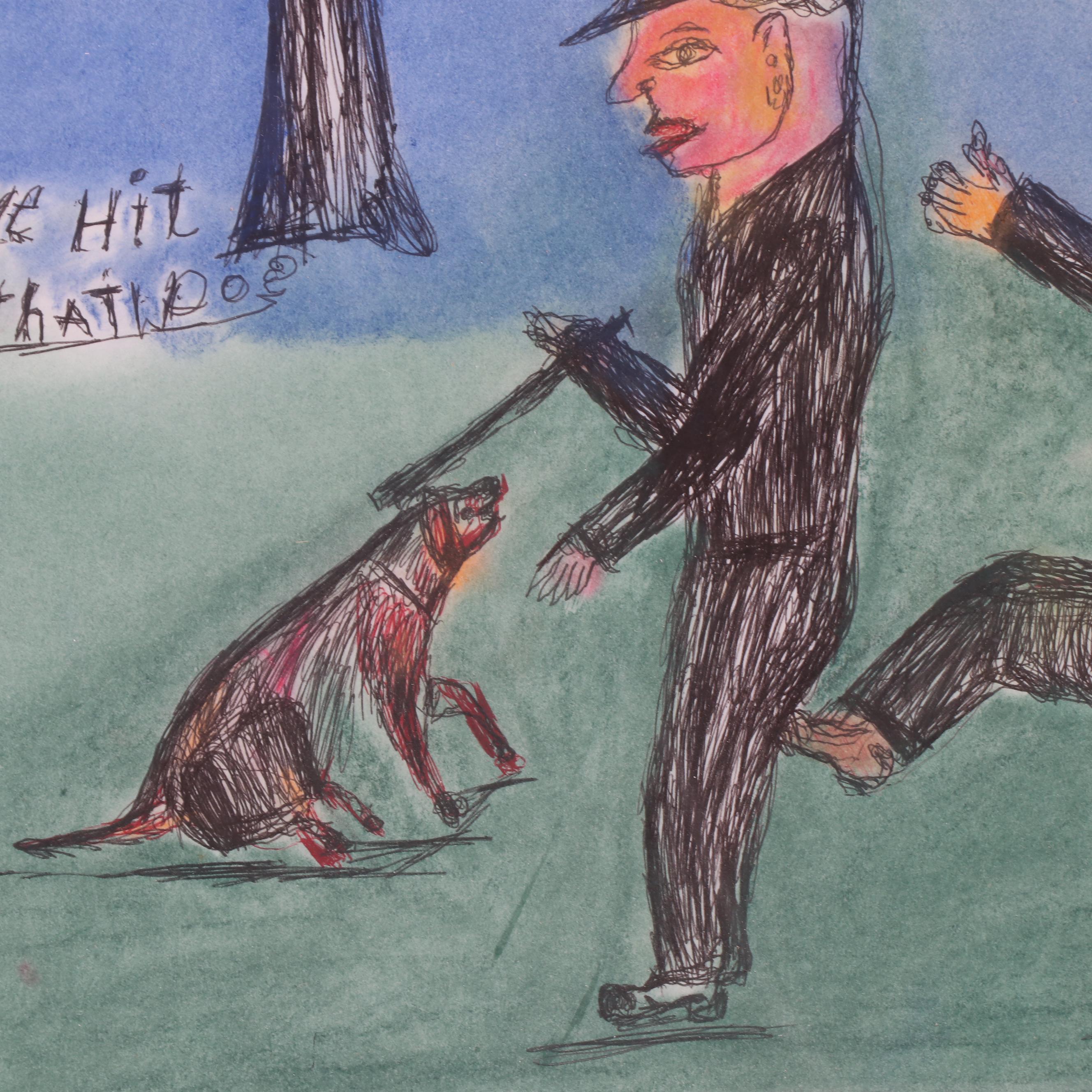 Shields Landon Jones Pen and Pastel Drawing