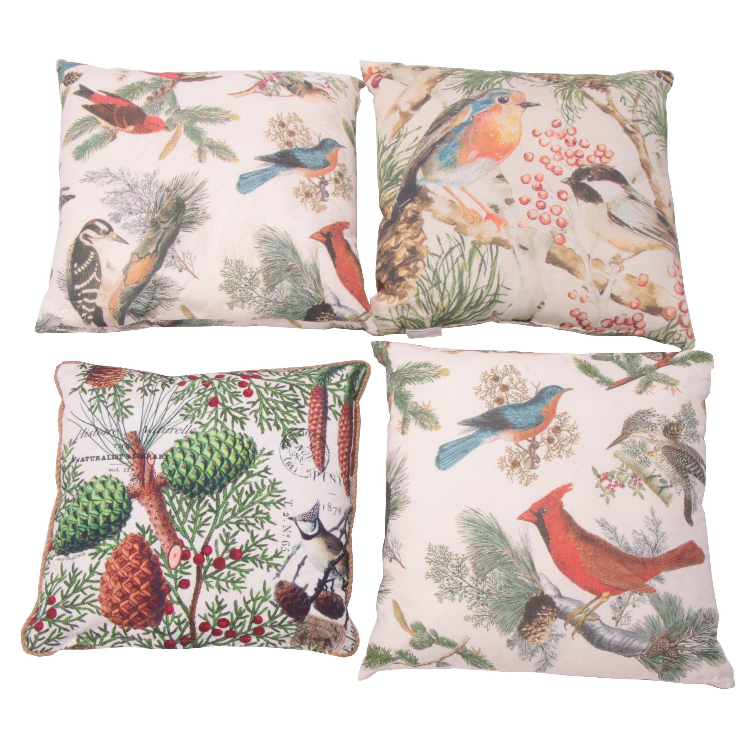 Winter Bird Themed Throw Pillows