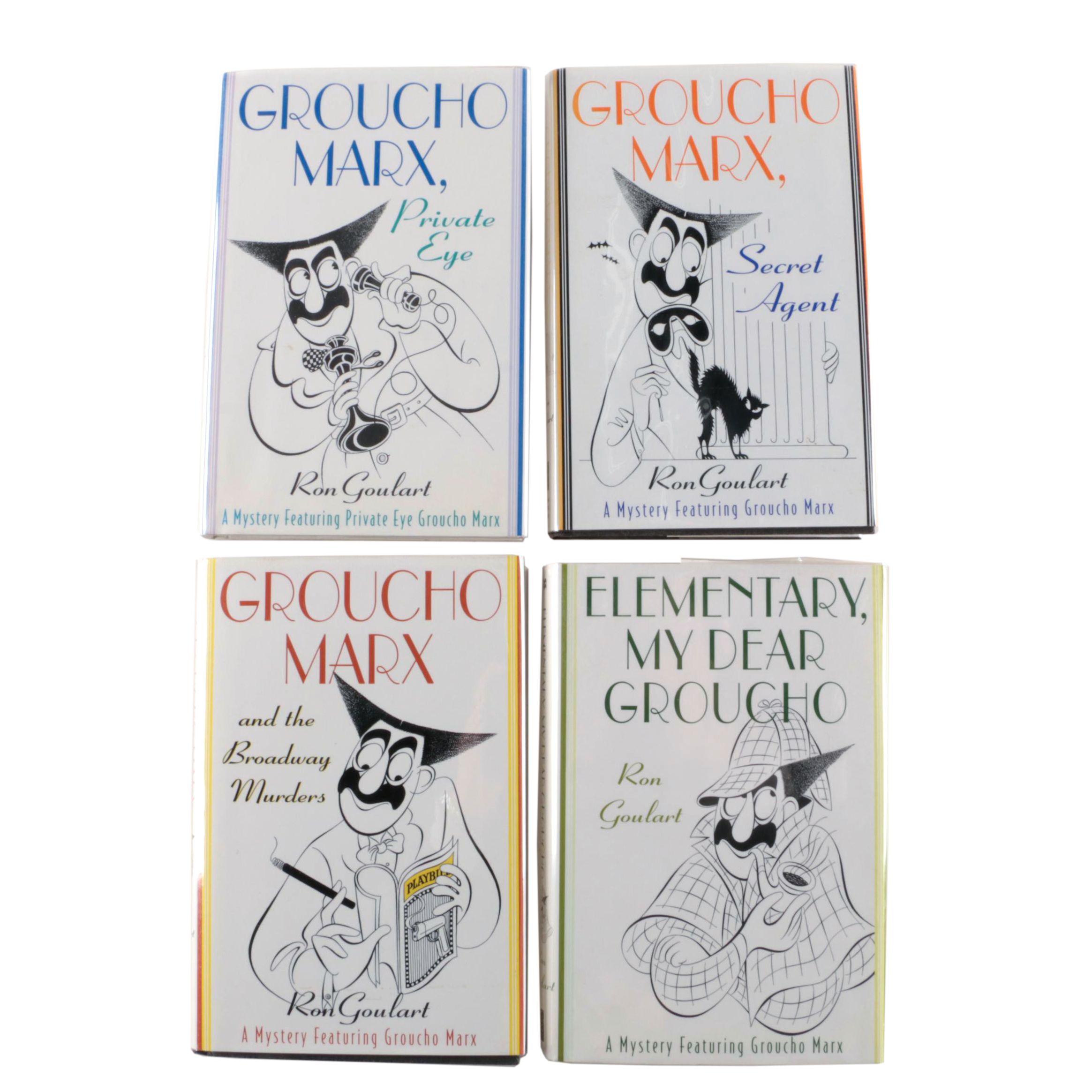 Ron Goulart Signed with Sketch First Edition "Groucho Marx" Crime Novels
