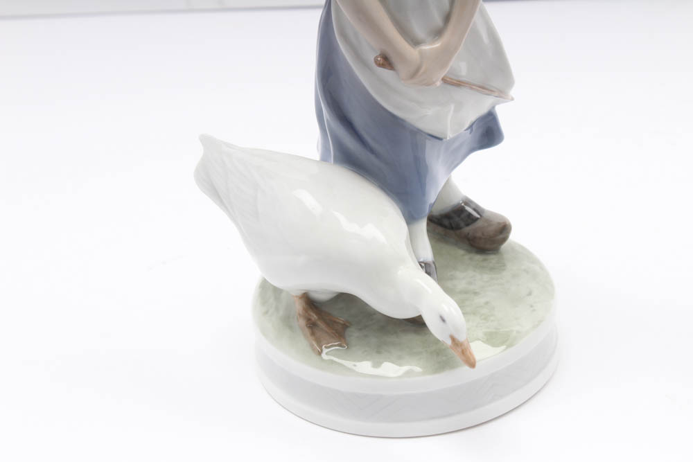 Royal Copenhagen Porcelain Figurines "Girl with Goose" and "Girl with Goats"