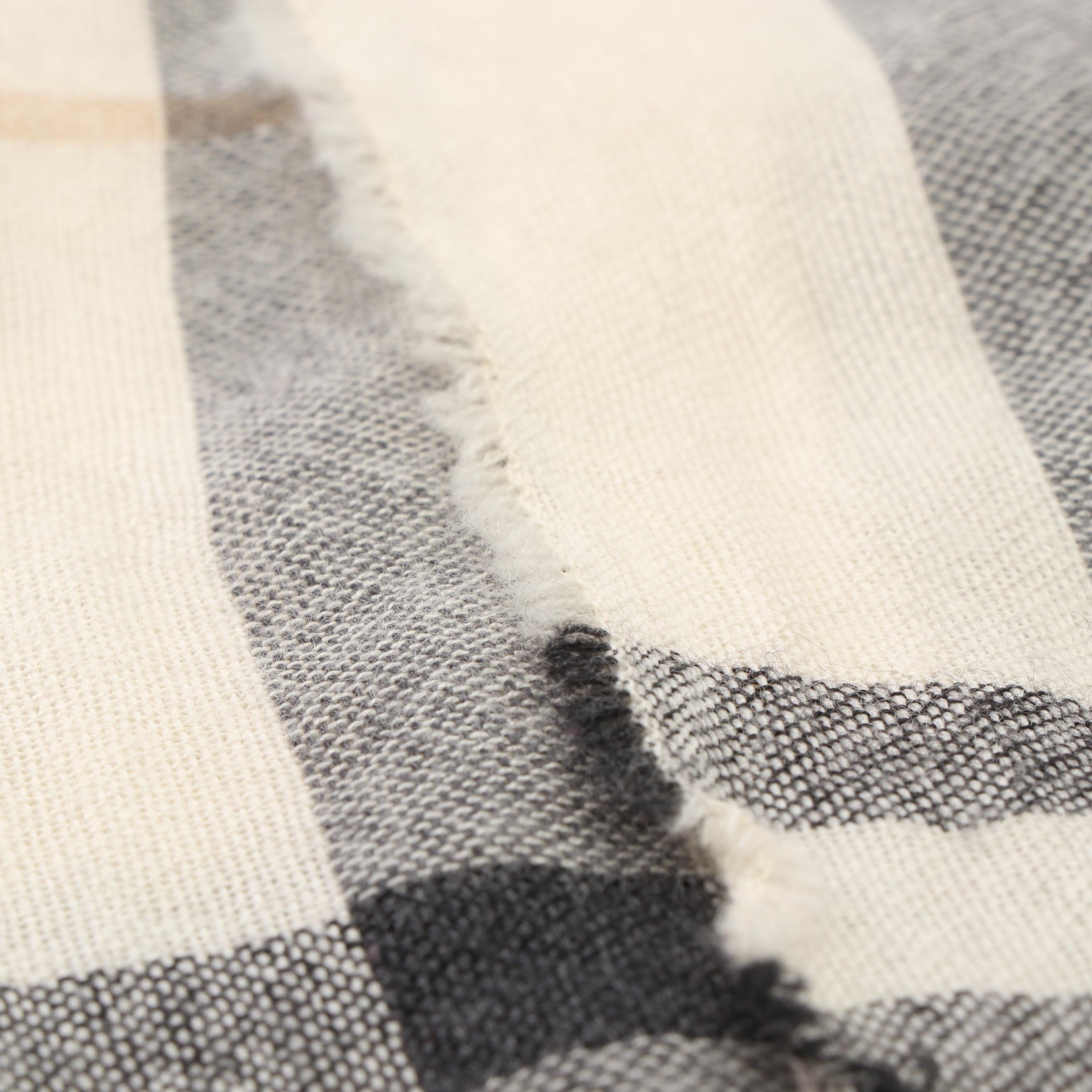 Burberry Giant Check Wool/Silk Blend Gauze Scarf with Fringed Ends