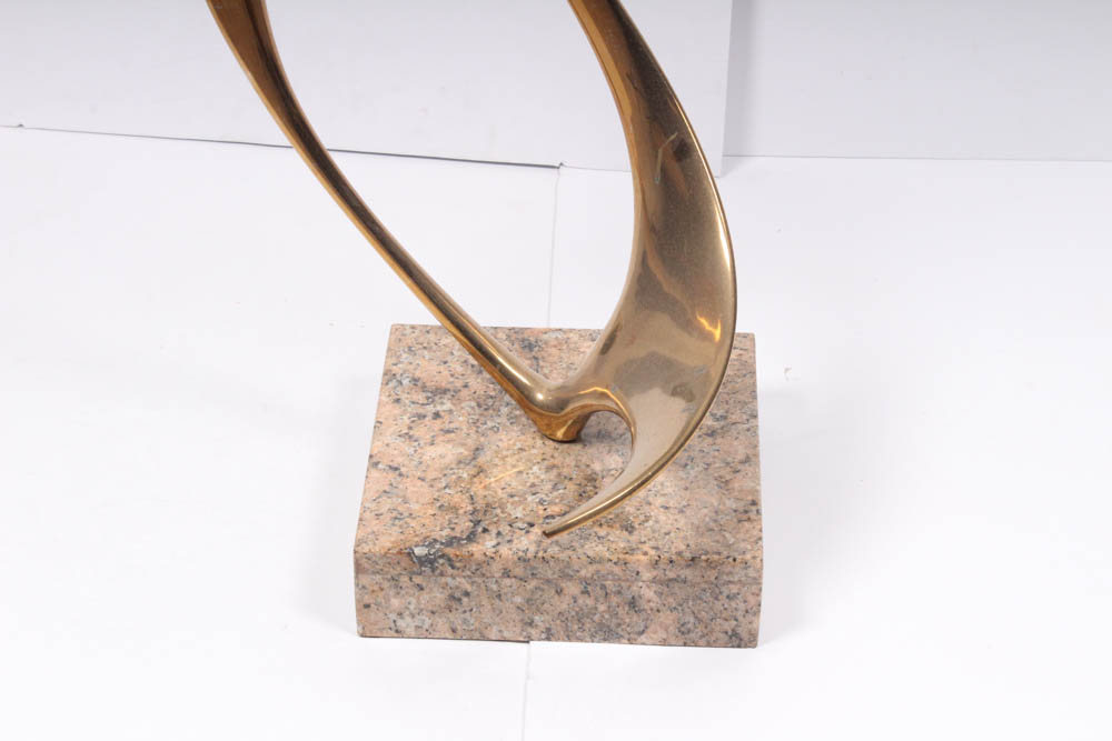 Lou Pearson and Robbie Robins Modernist Brass on Marble Sculpture, Circa 1990s