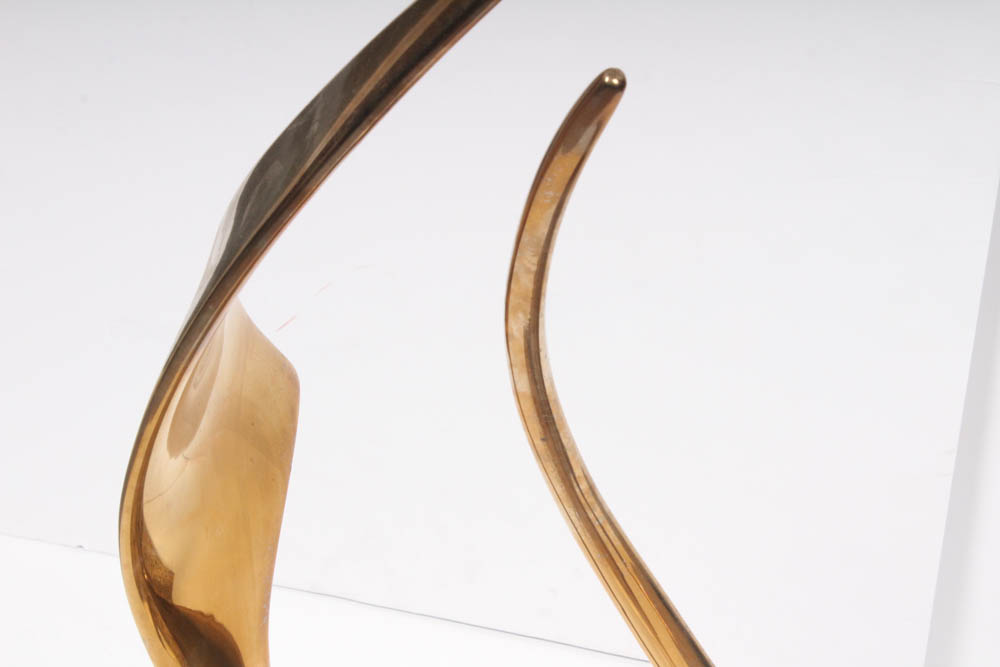 Lou Pearson and Robbie Robins Modernist Brass on Marble Sculpture, Circa 1990s