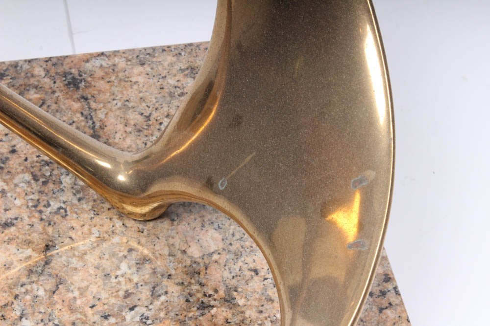 Lou Pearson and Robbie Robins Modernist Brass on Marble Sculpture, Circa 1990s