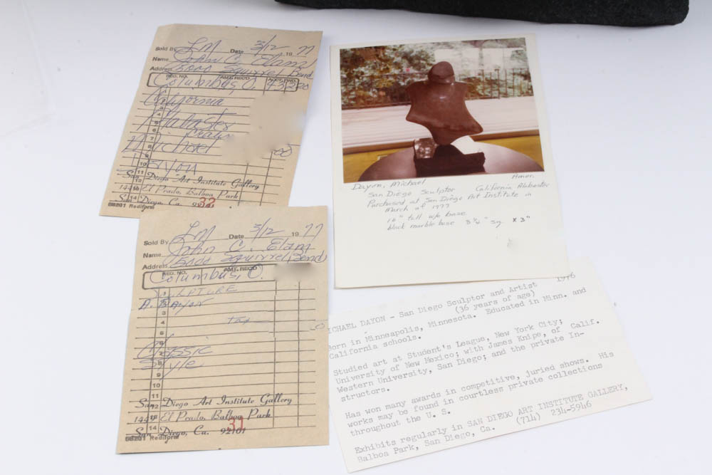 Michael Dayon Alabaster on Marble Sculpture, 1977