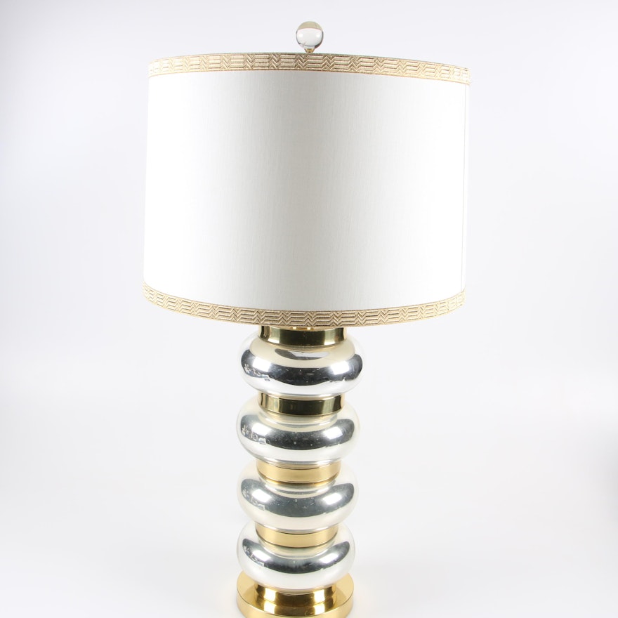 Paul Hanson Gold and Silver Glass Stacked Orb Table Lamp, Late 20th Century