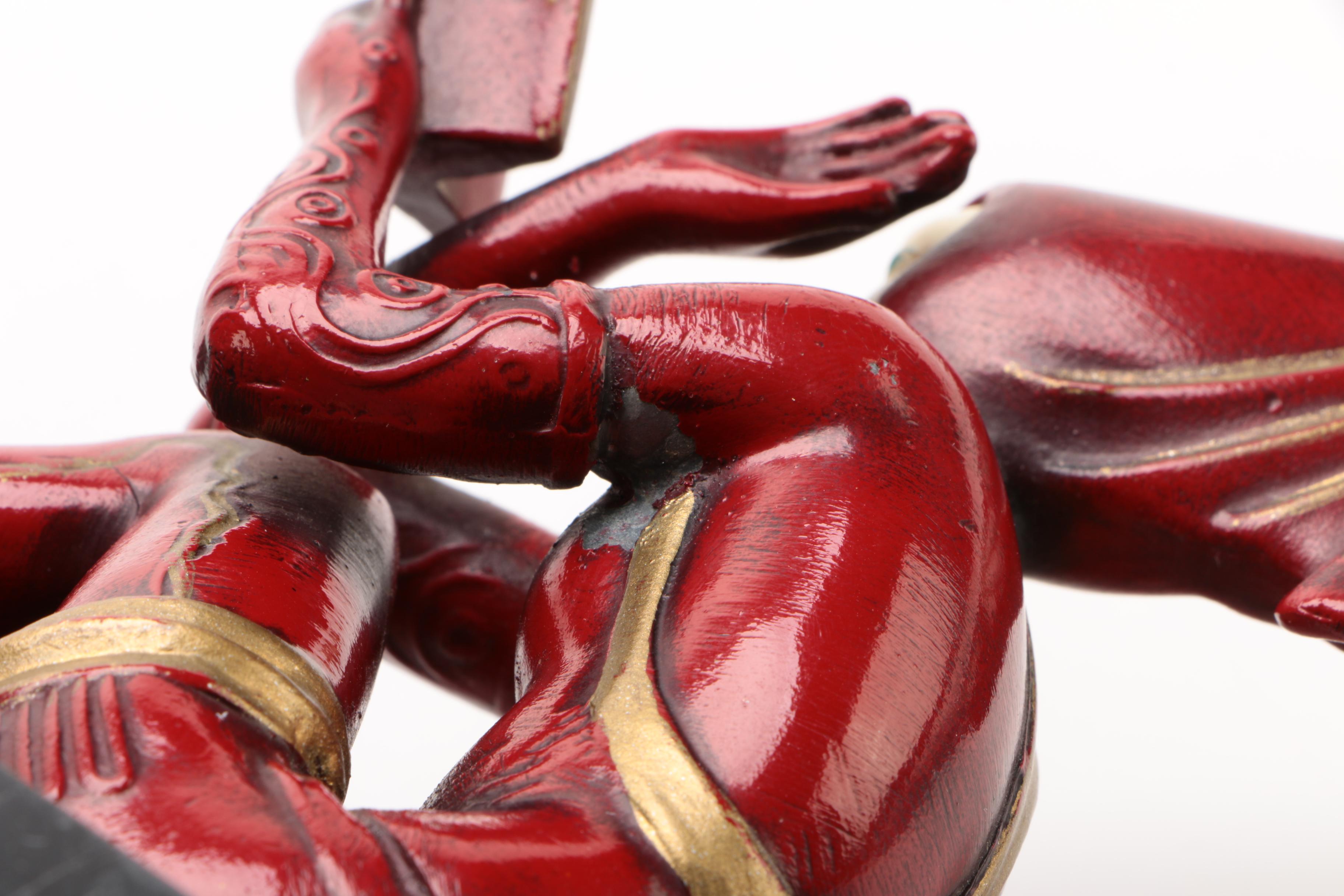 JB Hirsch Painted Metal "Contemplar Pixie Girl" Bookends after Gerdago, 1920s