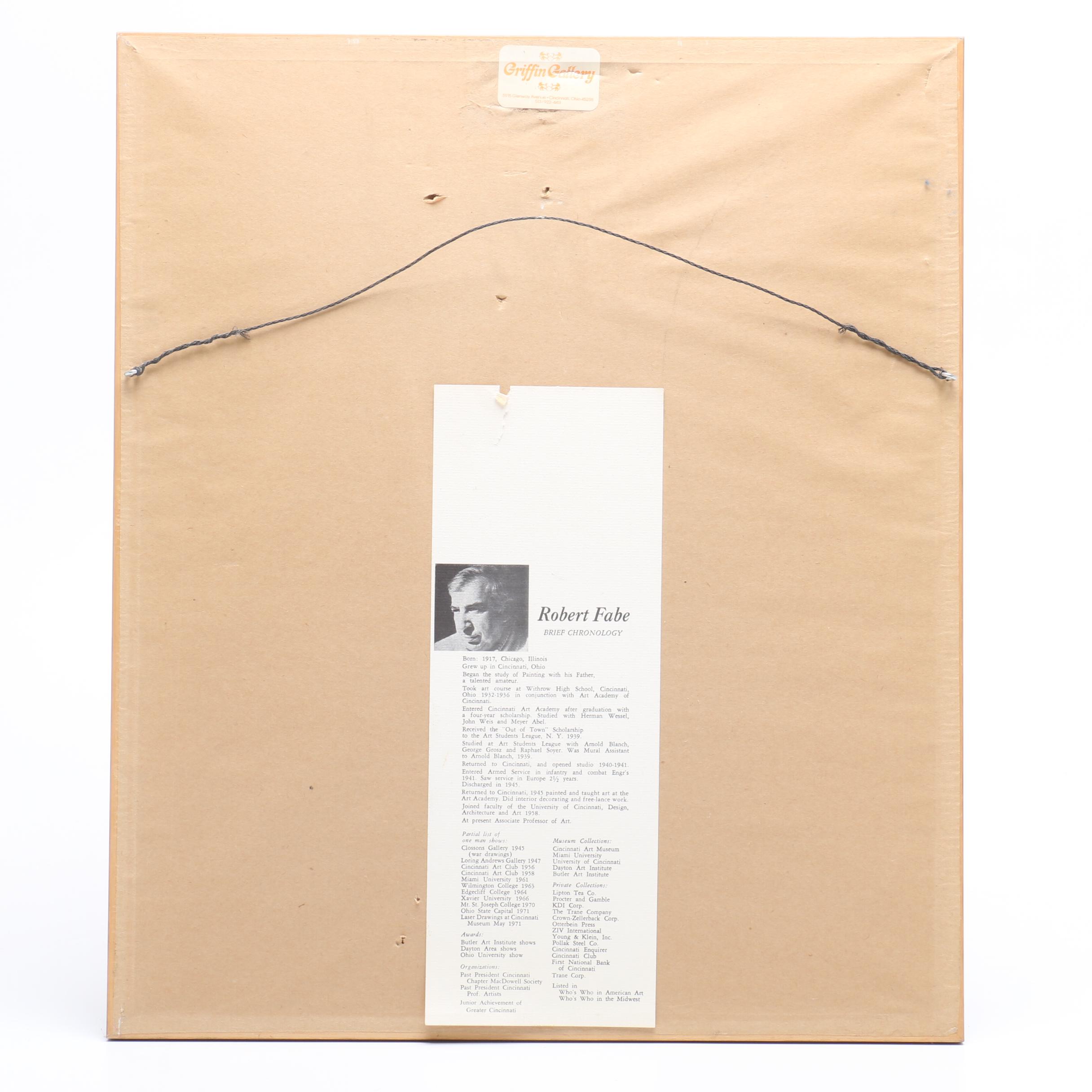 Robert Fabe Ink and Watercolor Drawing of Young Girl