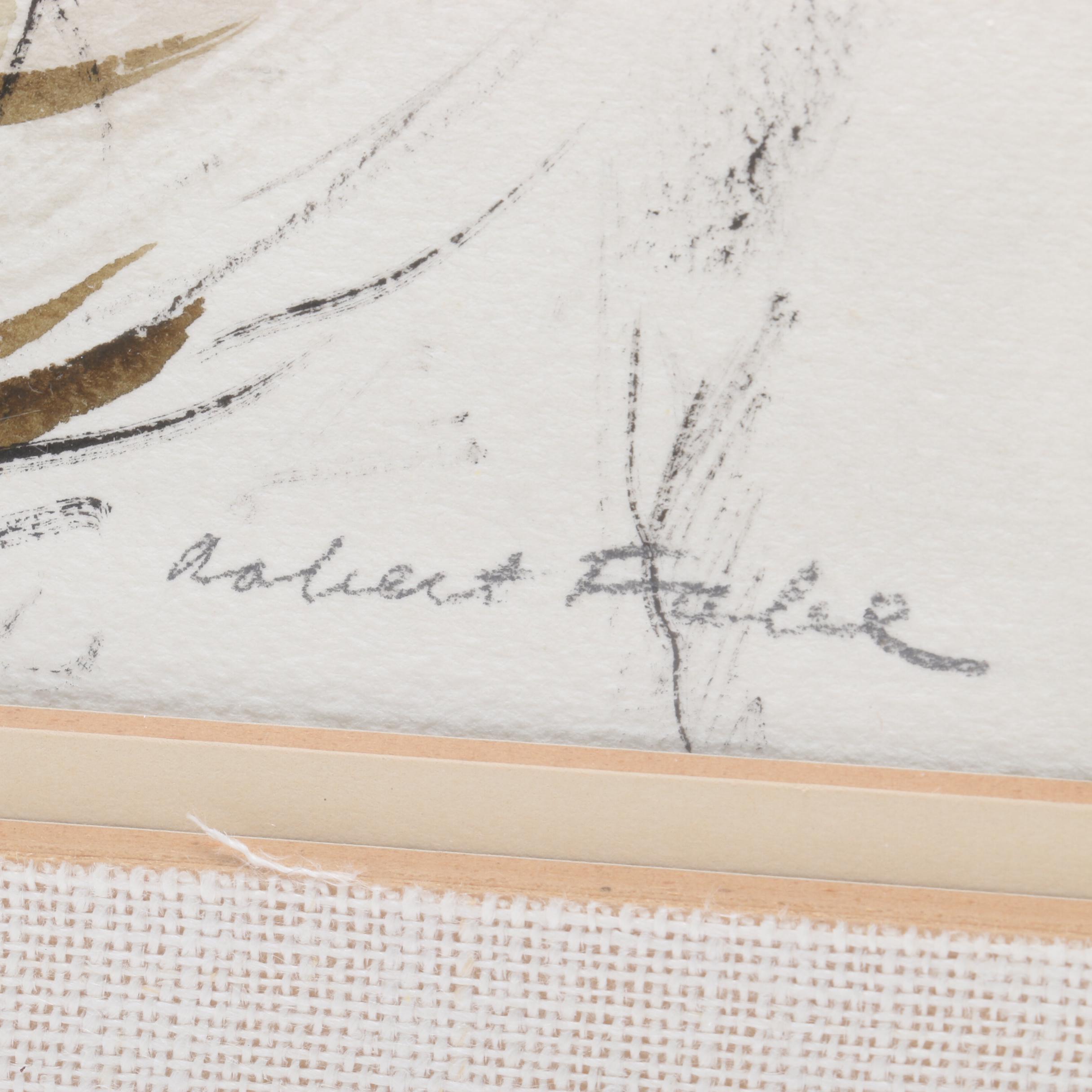 Robert Fabe Ink and Watercolor Drawing of Young Girl