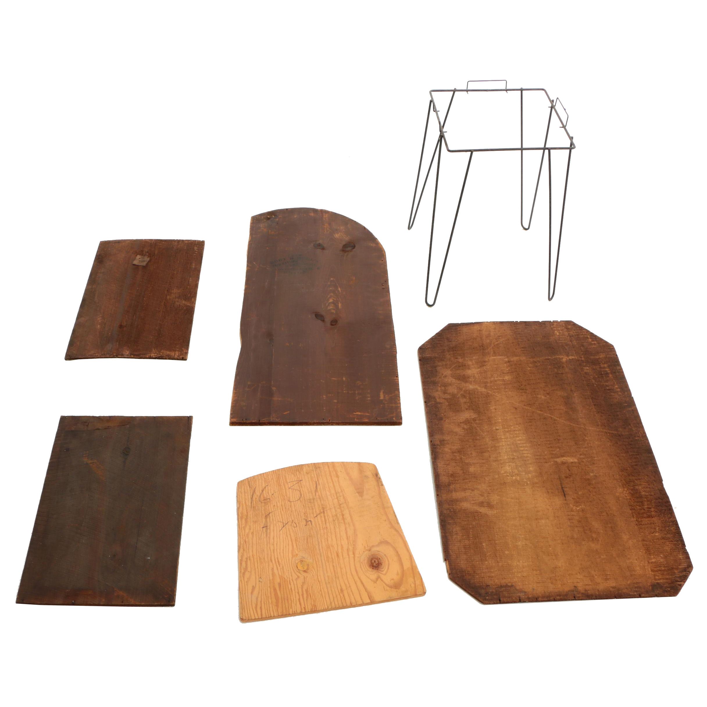 Metal Hairpin Leg Stand and Wooden Planks, Mid-20th Century