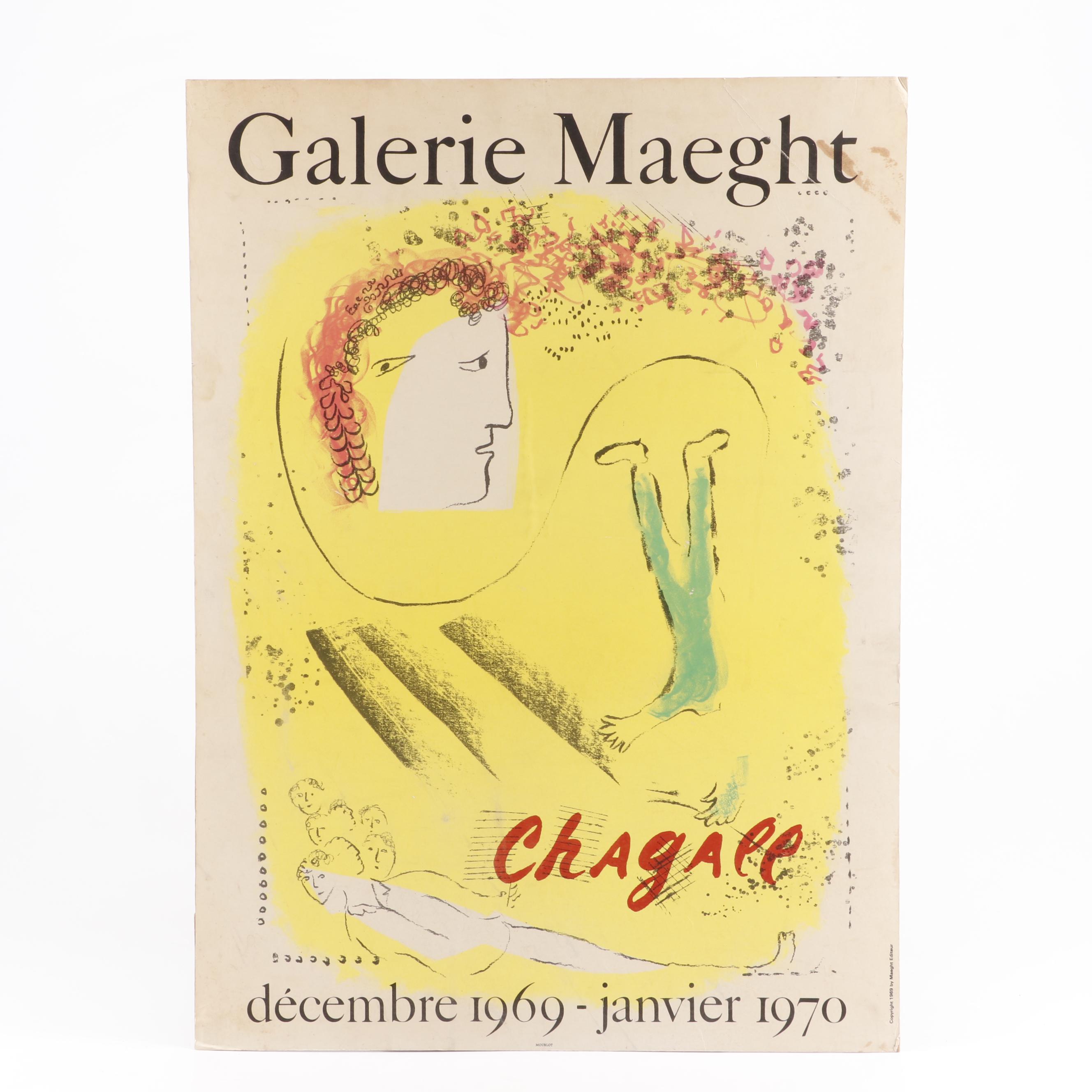 Marc Chagall 1969 Lithograph Exhibition Poster for Galerie Maeght