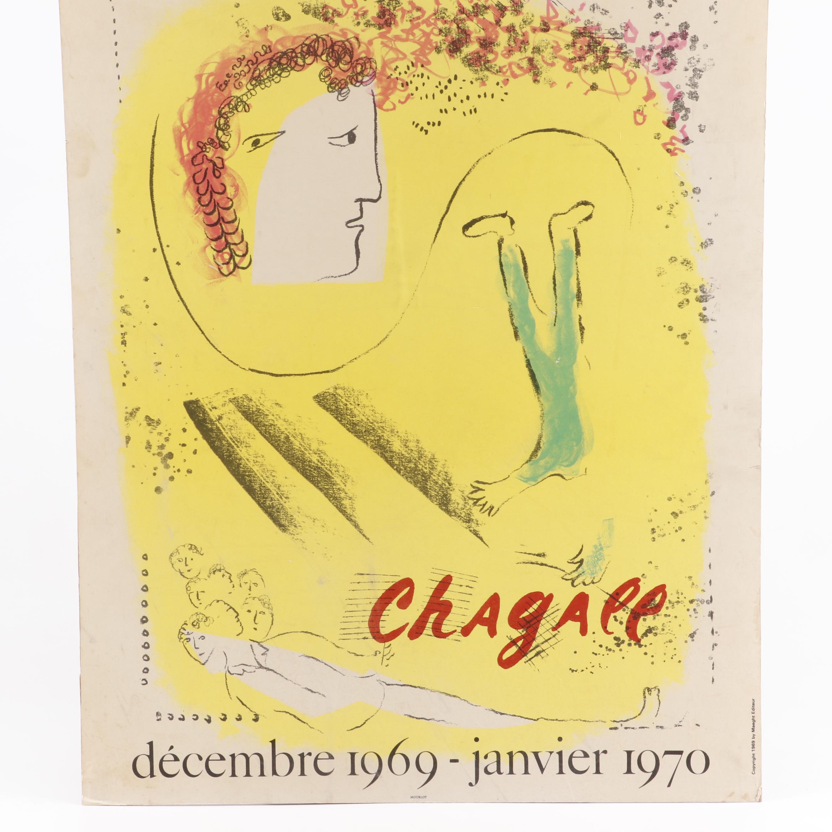 Marc Chagall 1969 Lithograph Exhibition Poster for Galerie Maeght