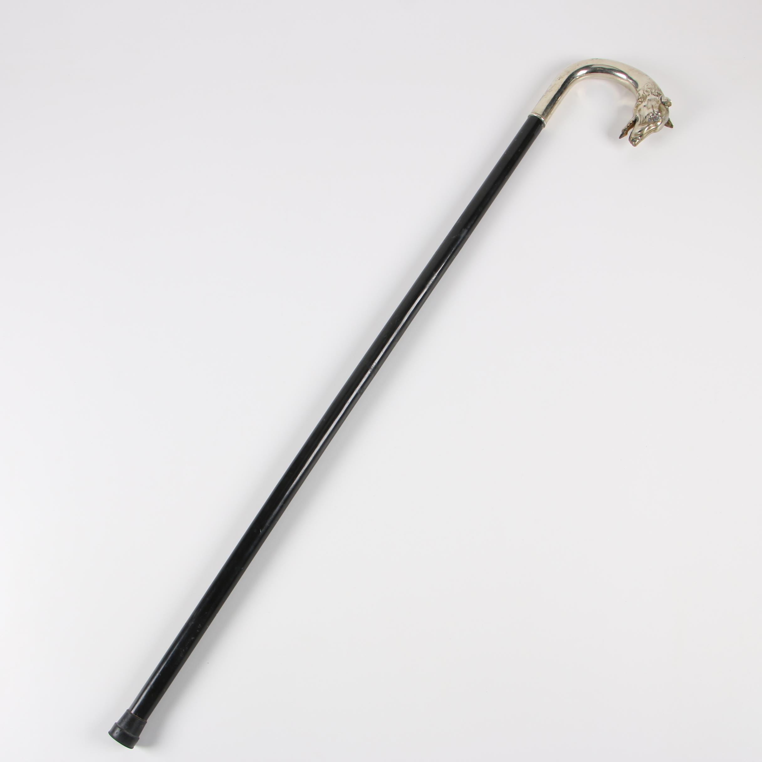 "Dark Shadows" Barnabas Collins Replica Alpacca Wolf Head and Black Maple Cane