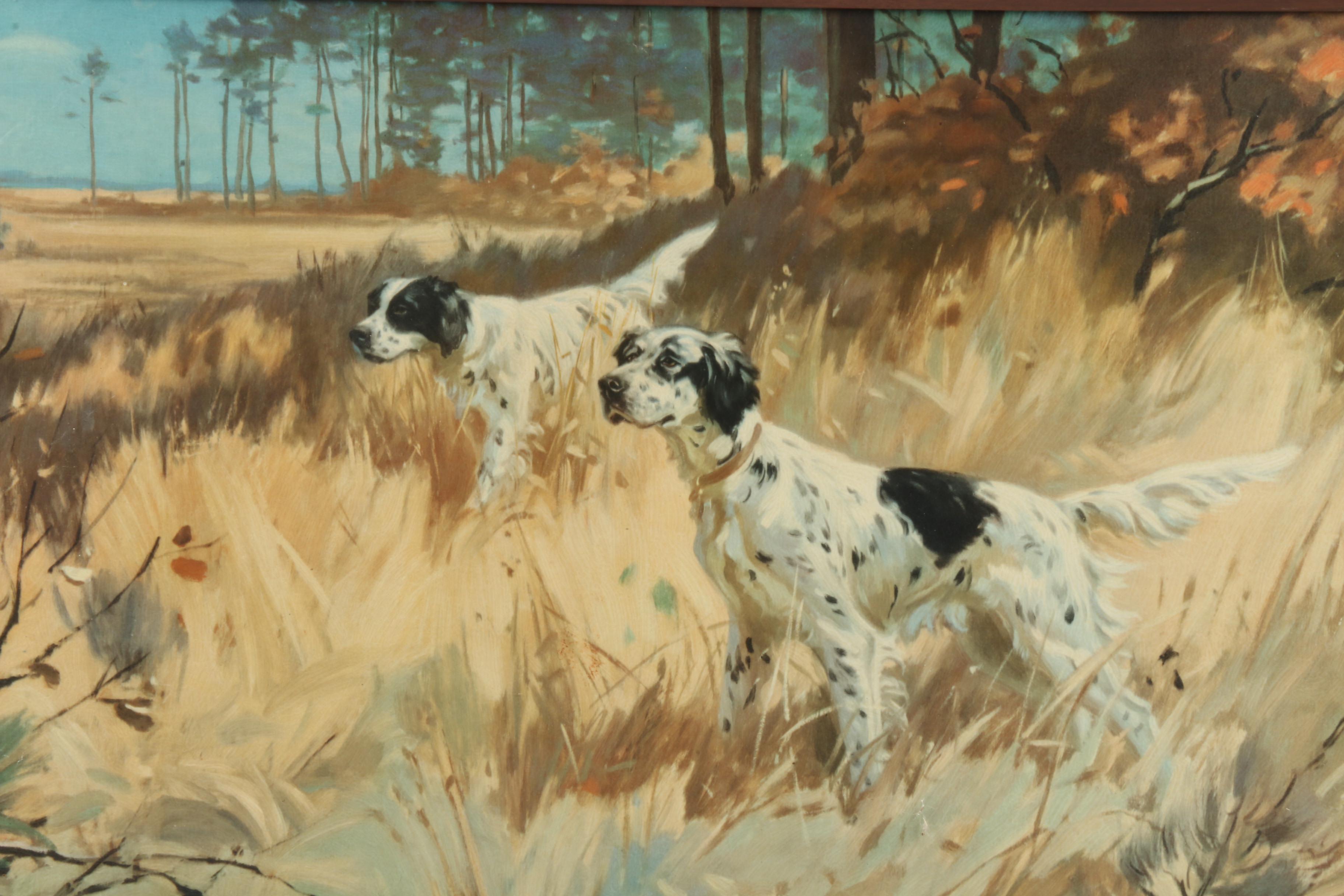 Henry Hintermeister Offset Lithograph featuring English Setter Hunting Dogs