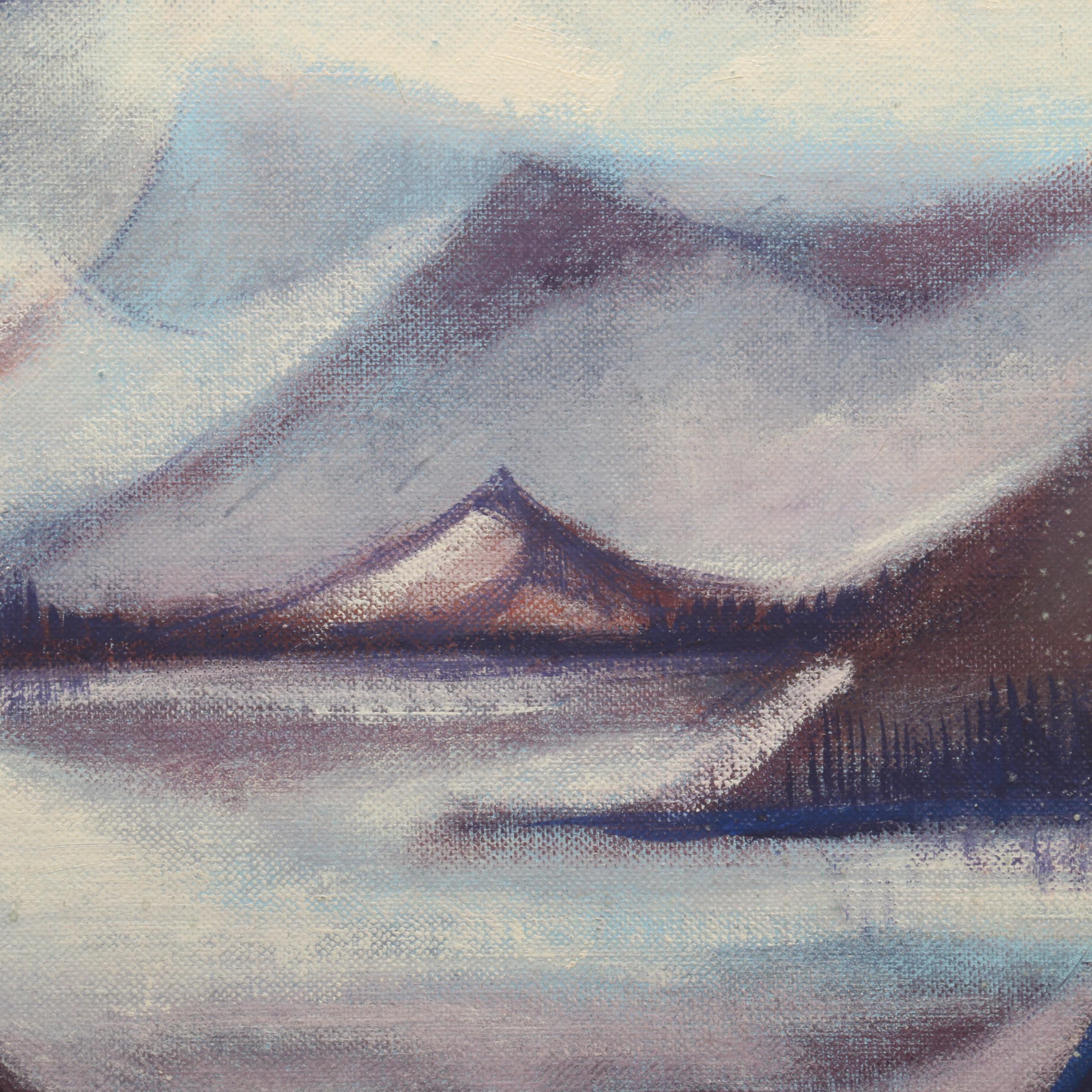 V. Rader Surrealist Style Landscape Oil Painting