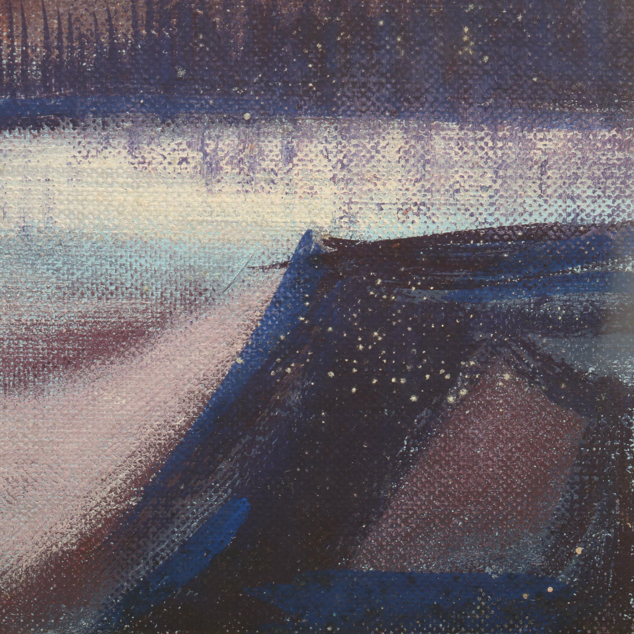 V. Rader Surrealist Style Landscape Oil Painting