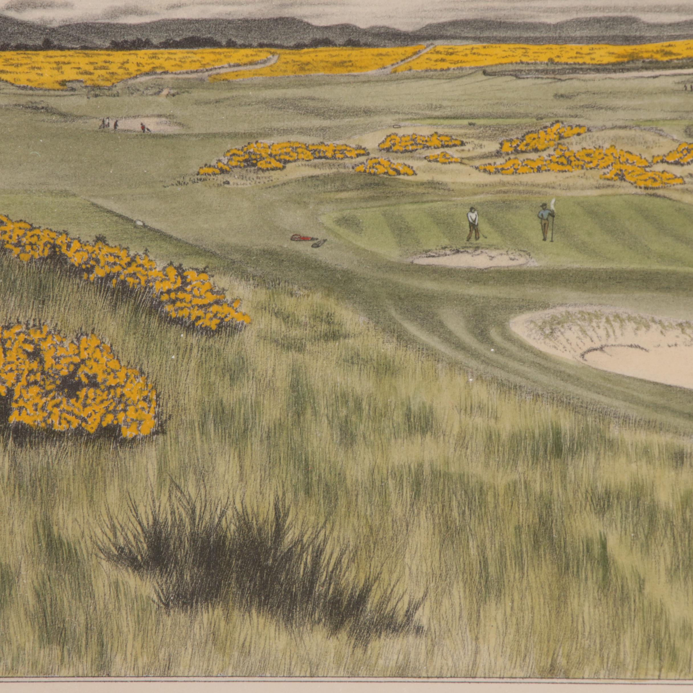John Morland Hand-colored Halftone Print "Royal Dornoch: The 3rd Green"