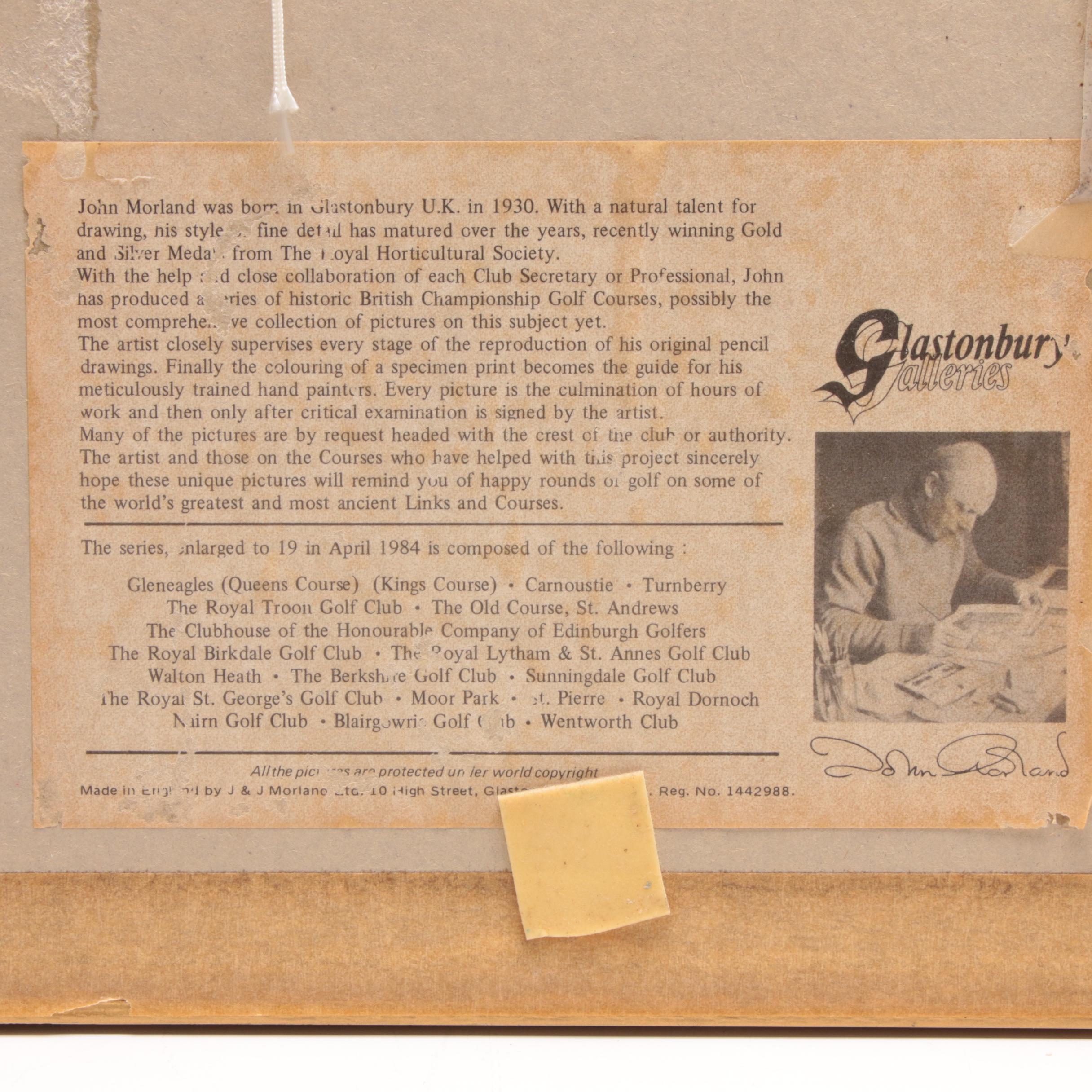 John Morland Hand-colored Halftone Print "Royal Dornoch: The 3rd Green"