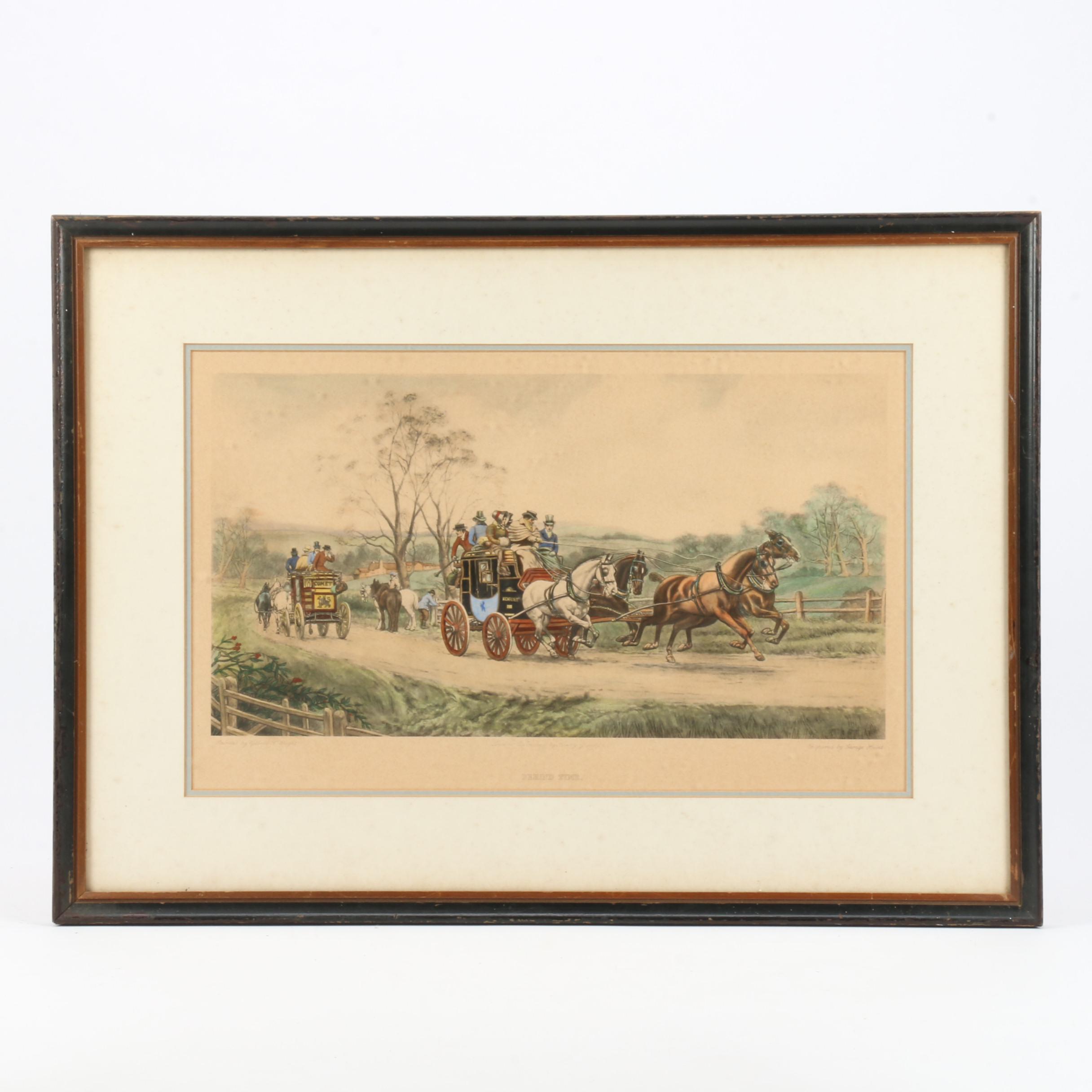 Hand Colored Collotype After Gilbert Scott Wright "Behind Time"