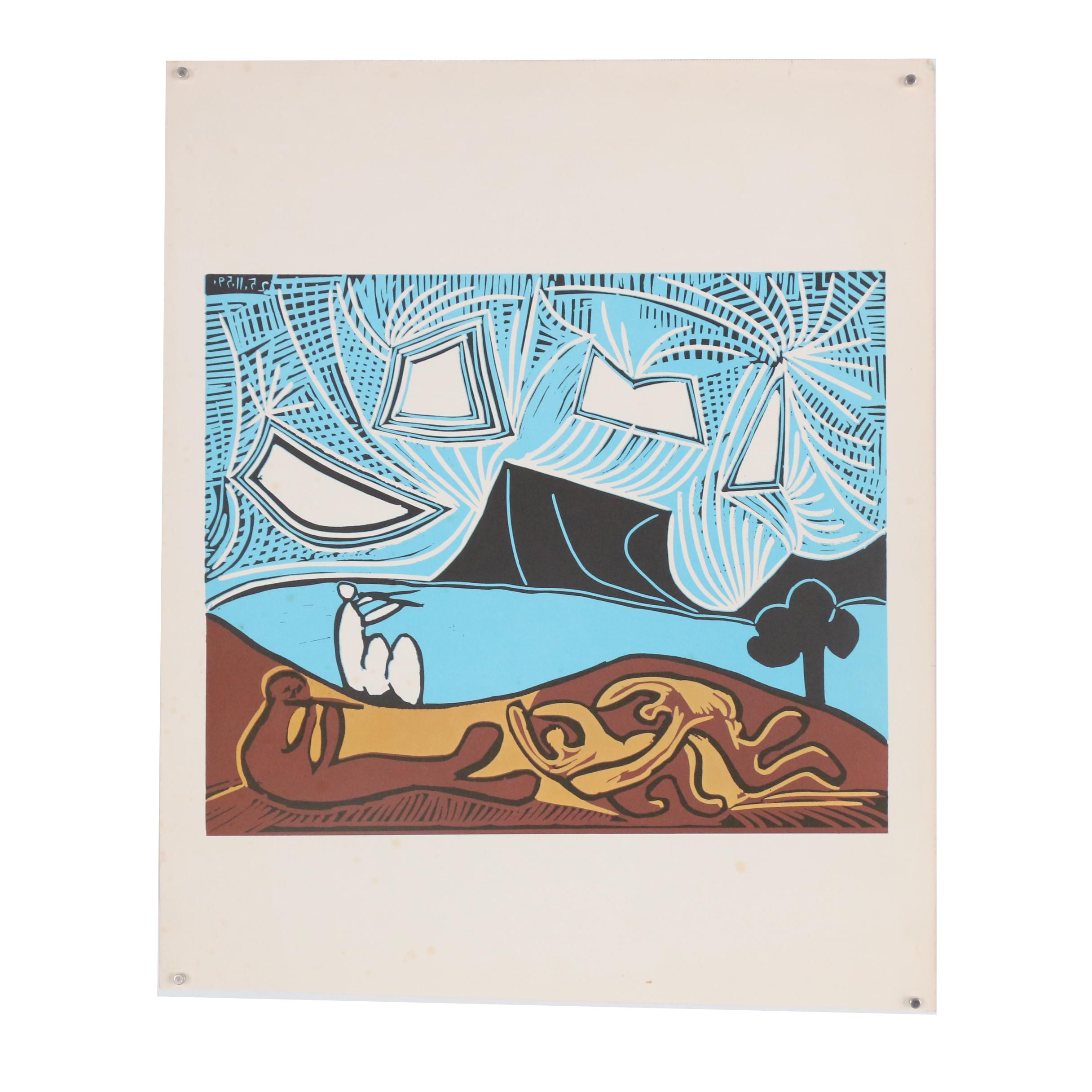 Lithograph after Pablo Picasso "Bacchanal with Pair of Lovers"