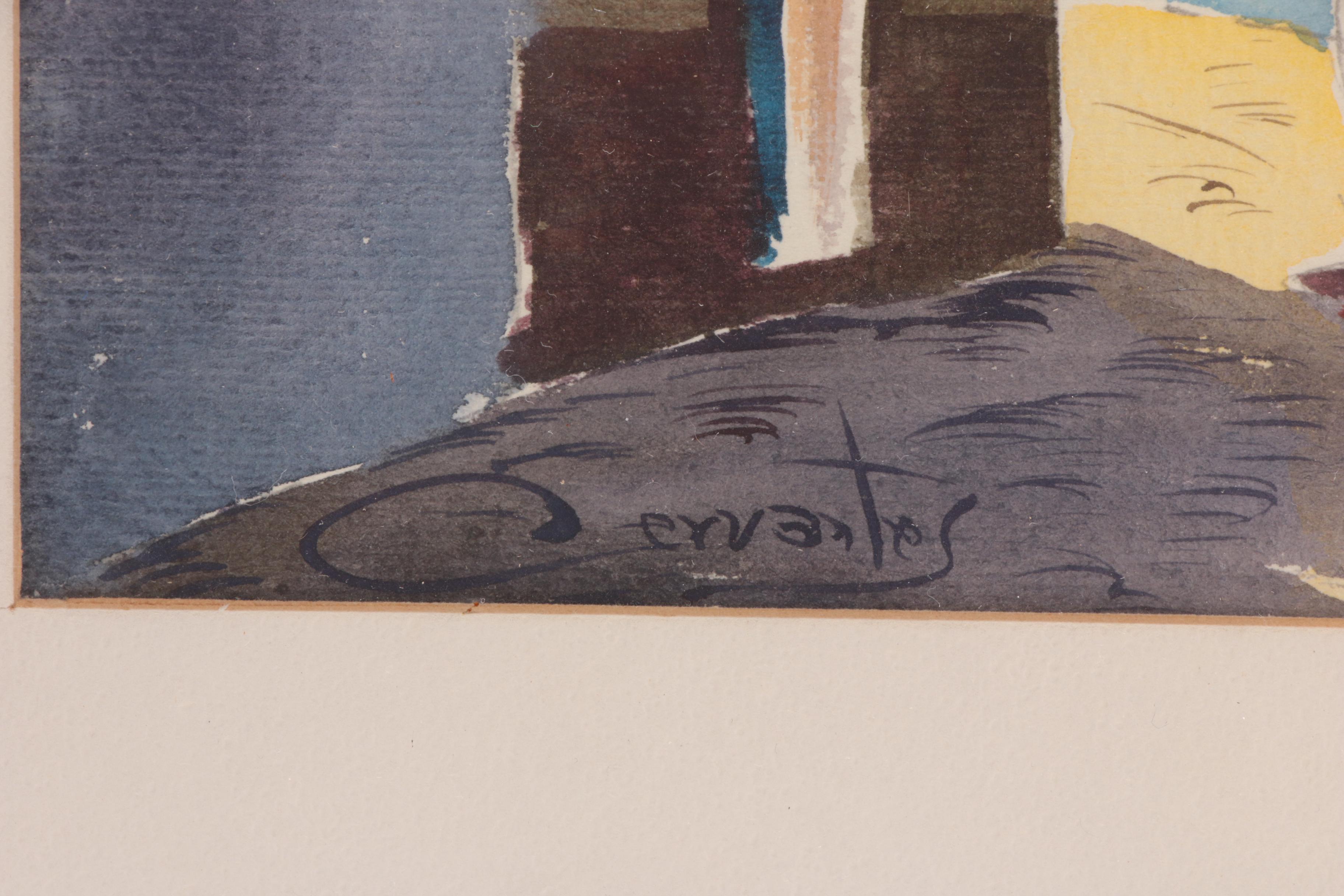 Cervantes Watercolor Painting of South American Townscape