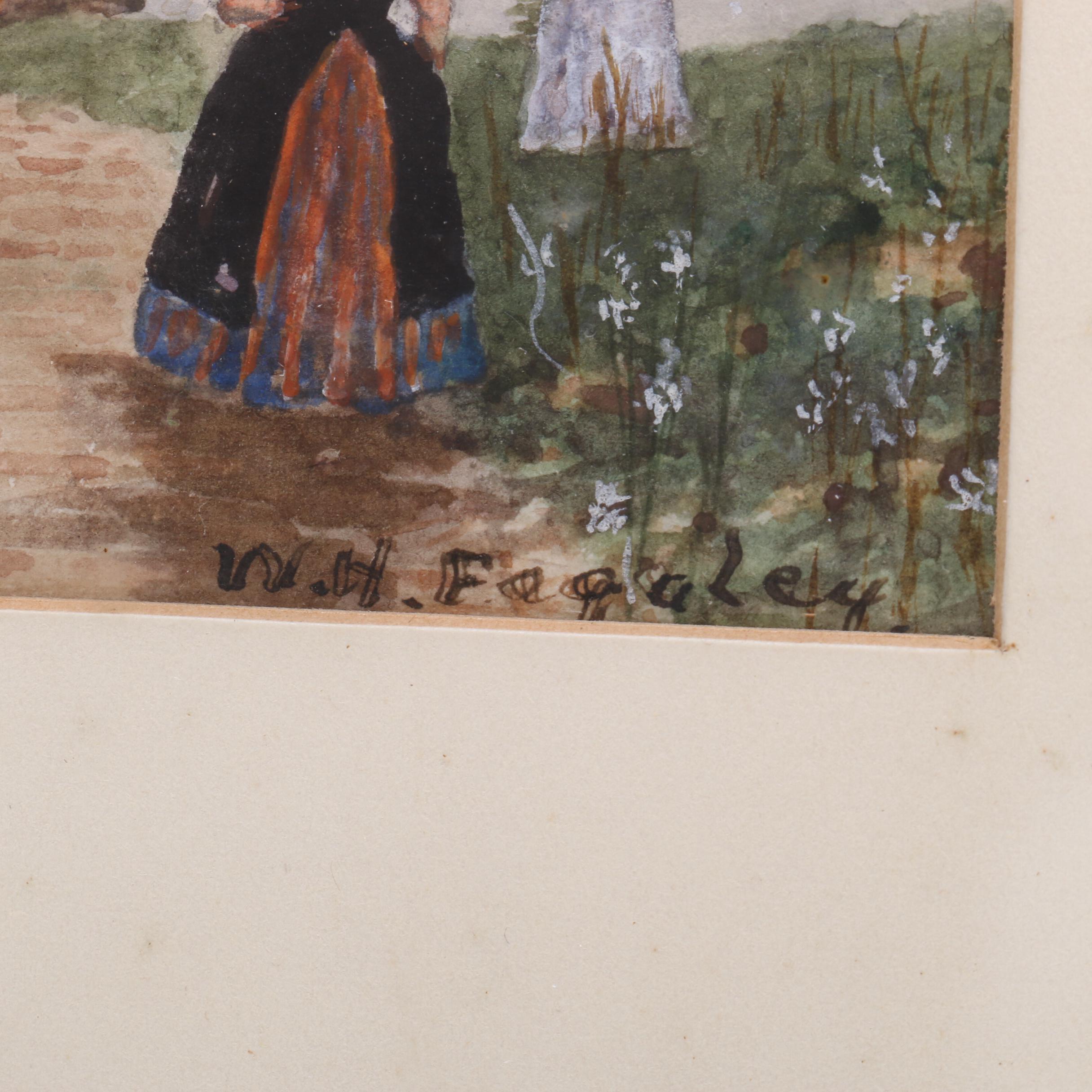 Watercolor Painting of Dutch Scene with Windmill