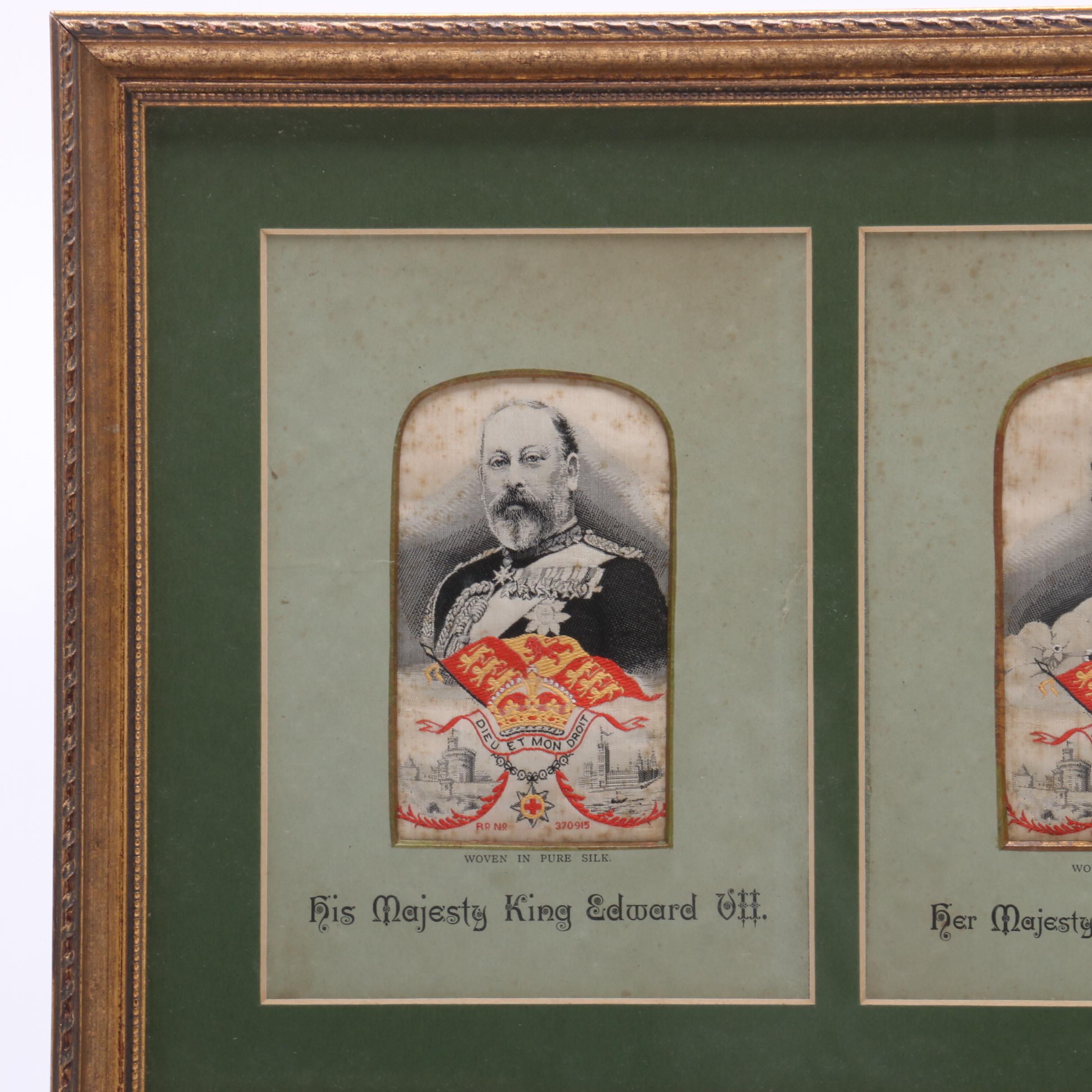 Woven Silk Tapestry Portraits of King Edward VII and Queen Alexandra