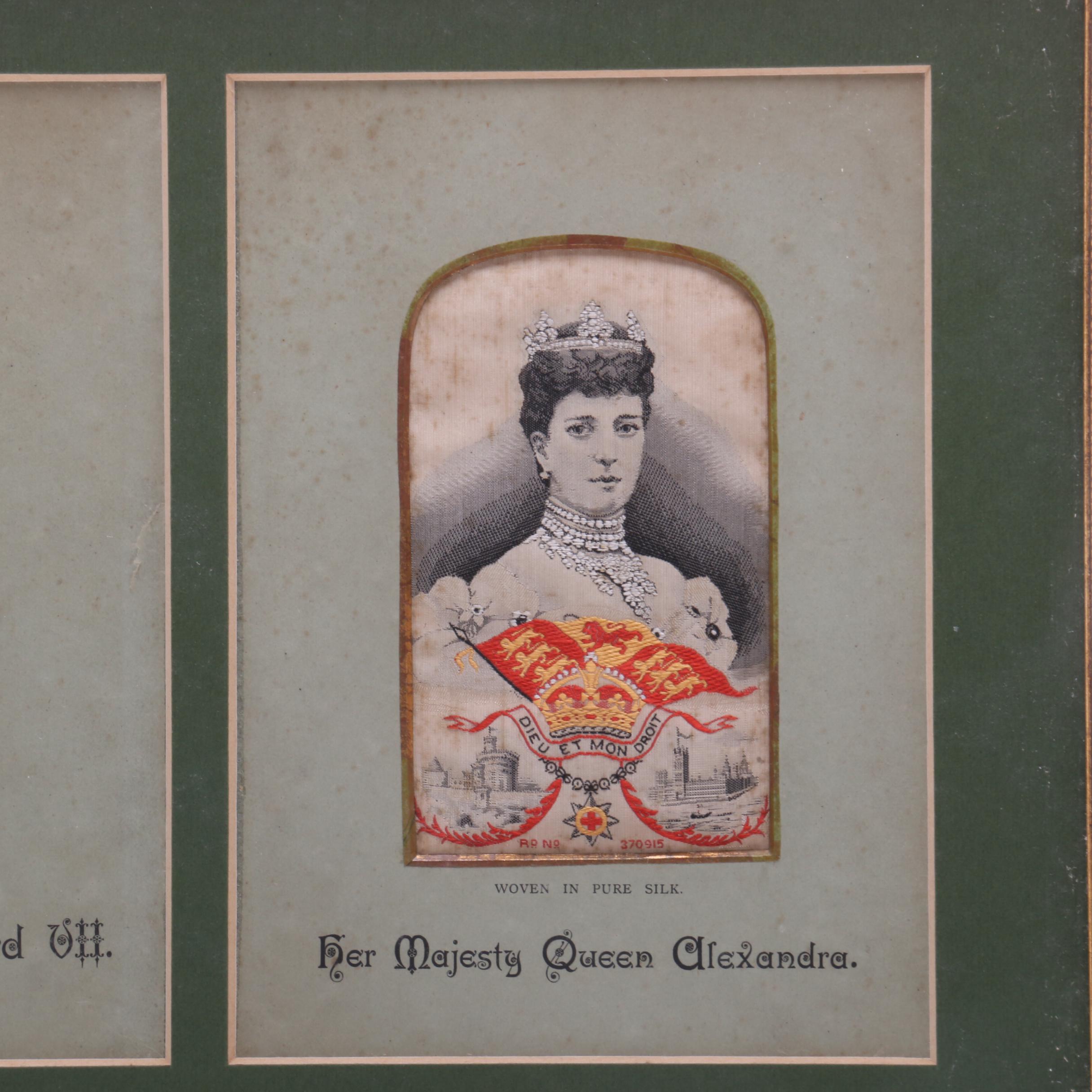 Woven Silk Tapestry Portraits of King Edward VII and Queen Alexandra