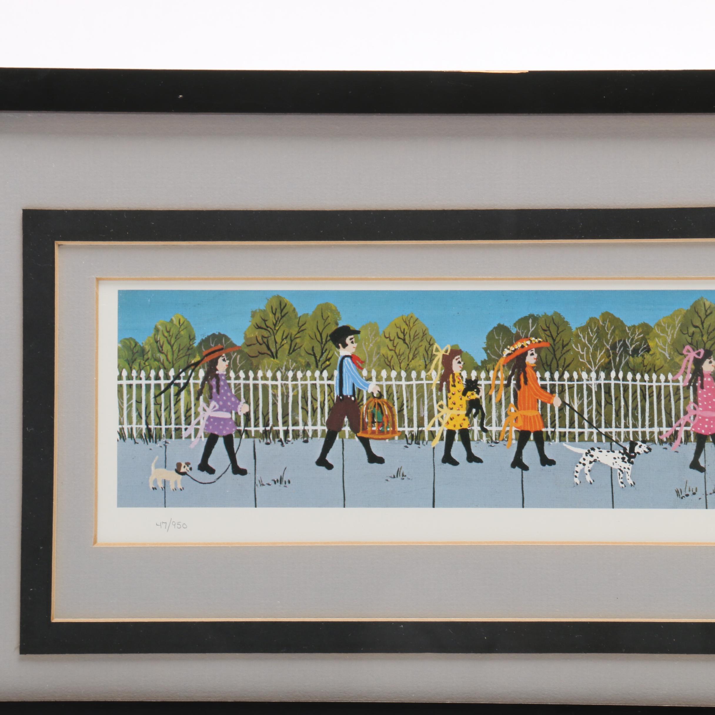 Mrs. Bee Limited Edition Offset Lithograph "The Pet Parade"